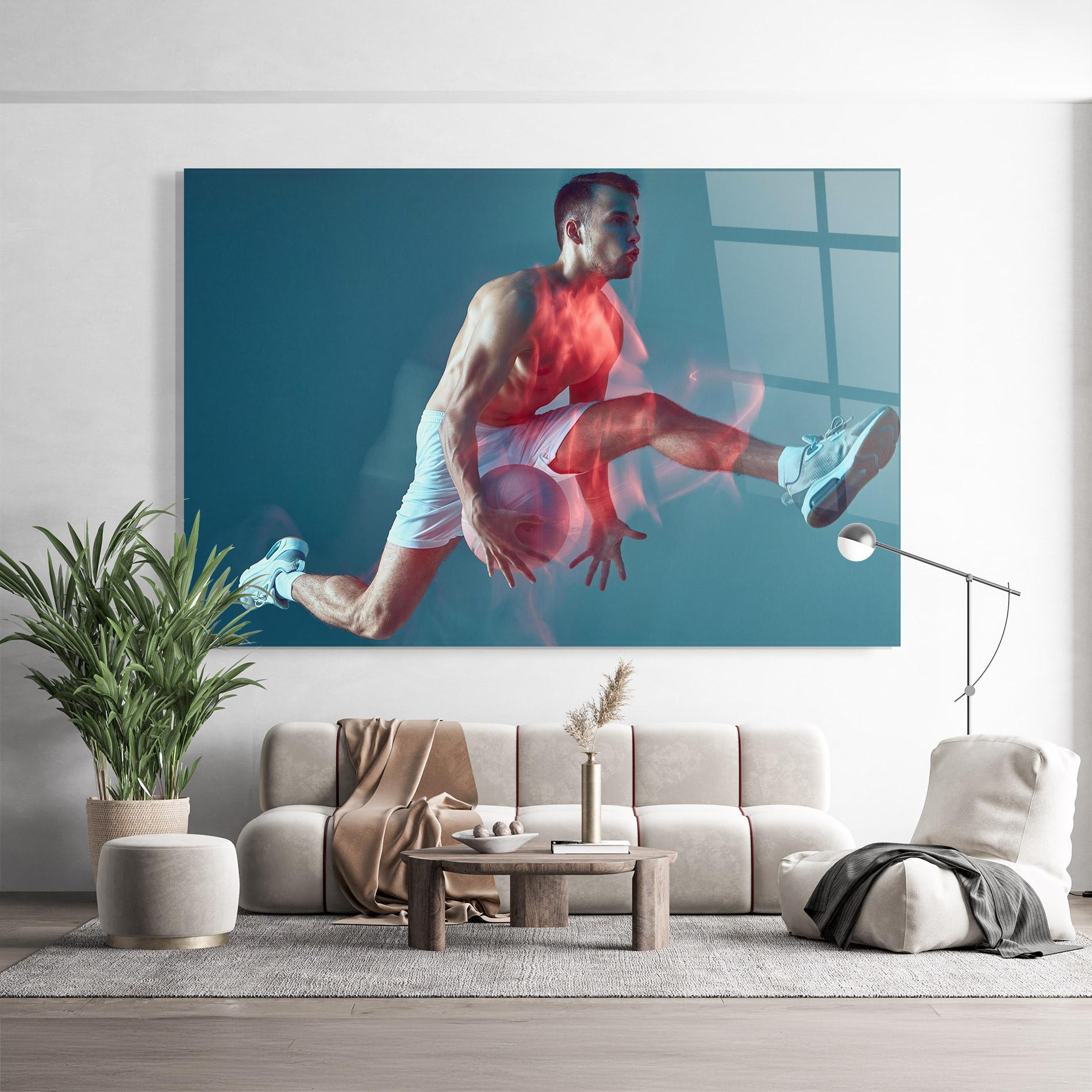 Glasbild Fire Basketball Player mockup 9