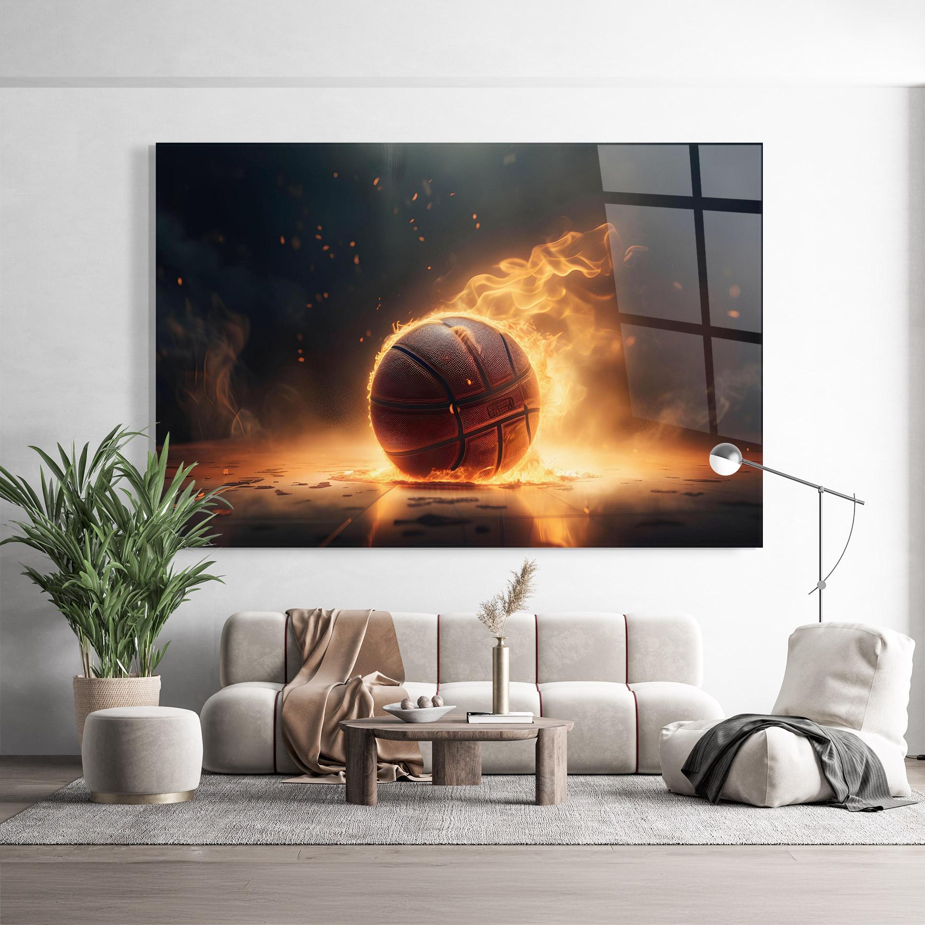 Glasbild Fire Basketball mockup 9