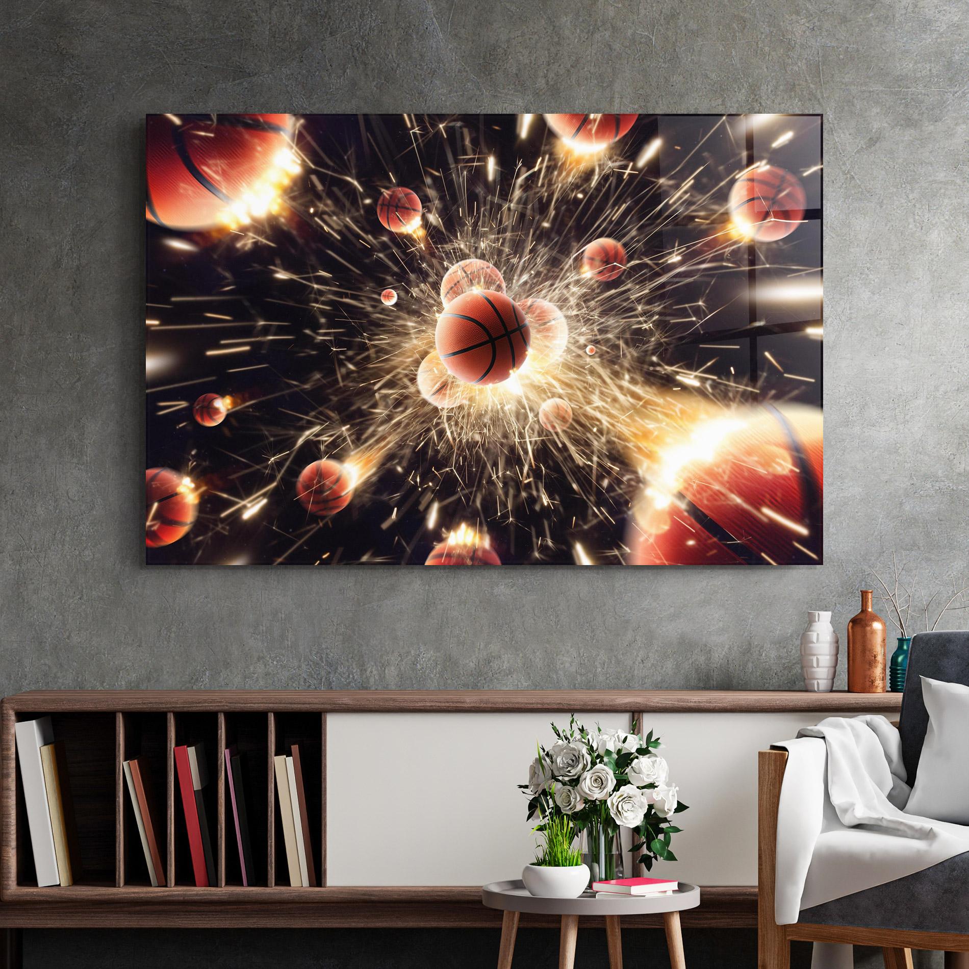 Glasbild Basketball Explosion mockup 2