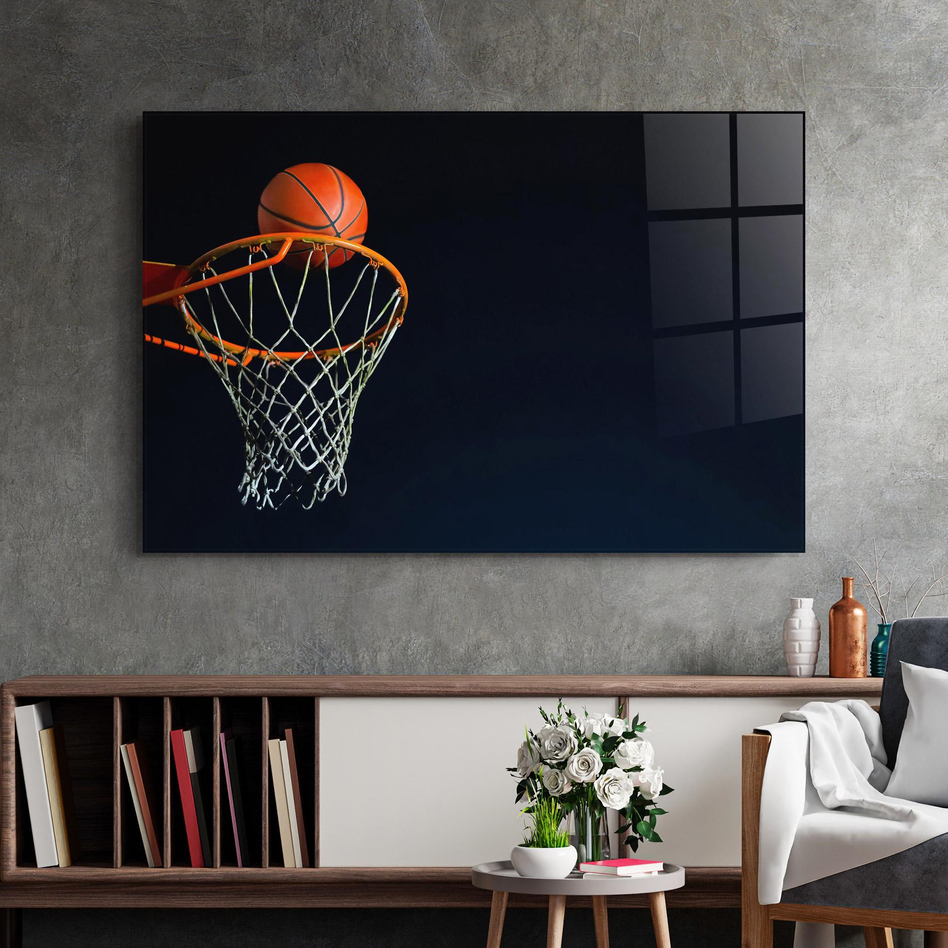 Glasbild Basketball Hoop On Black mockup 2