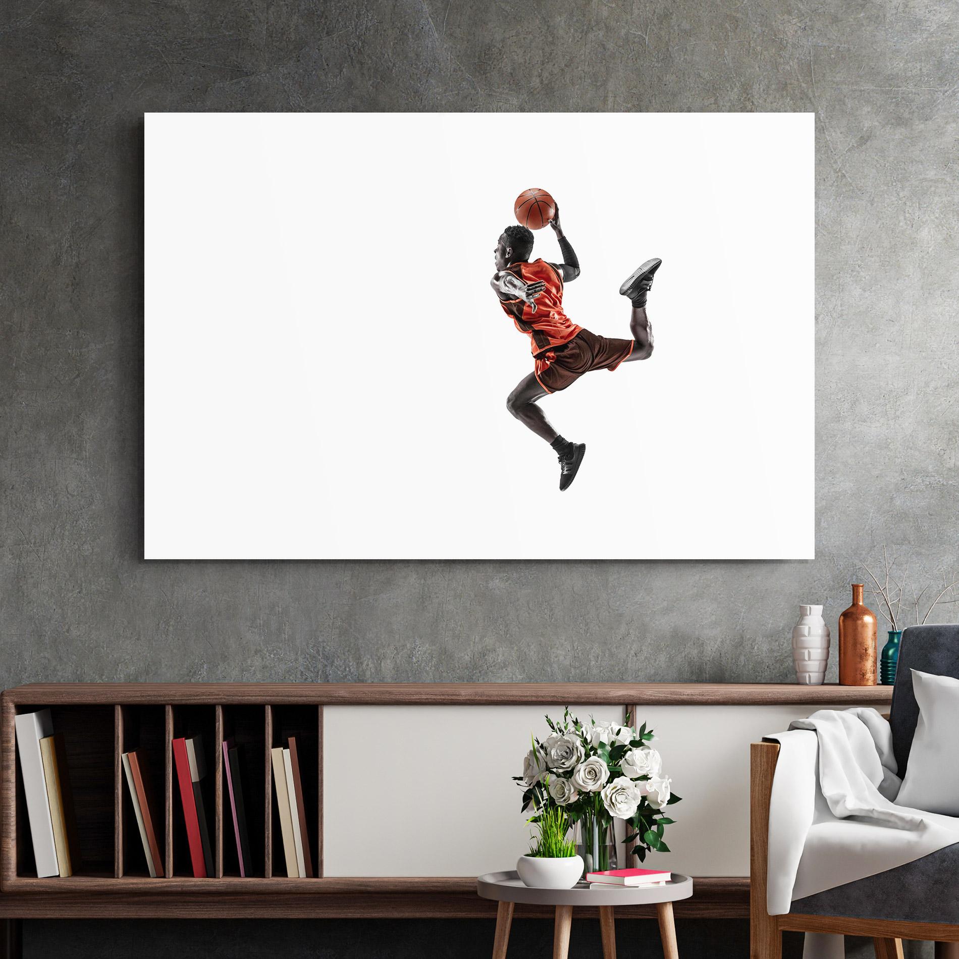 Glasbild Basketball Player Flying mockup 2
