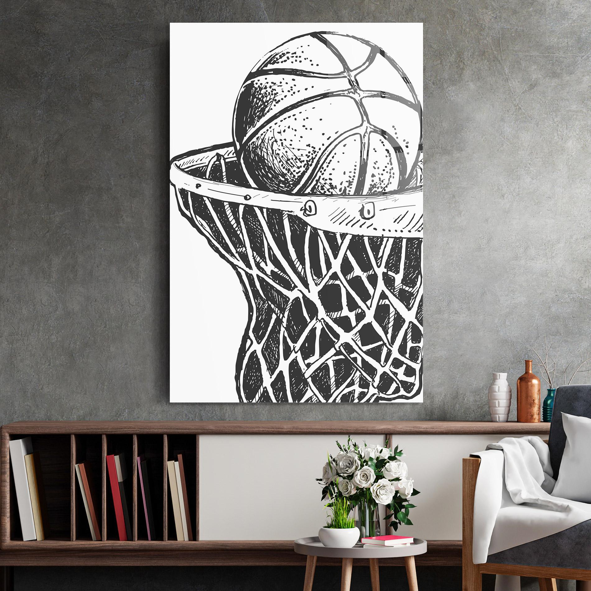 Glasbild Basketball Grey Hoop mockup 2