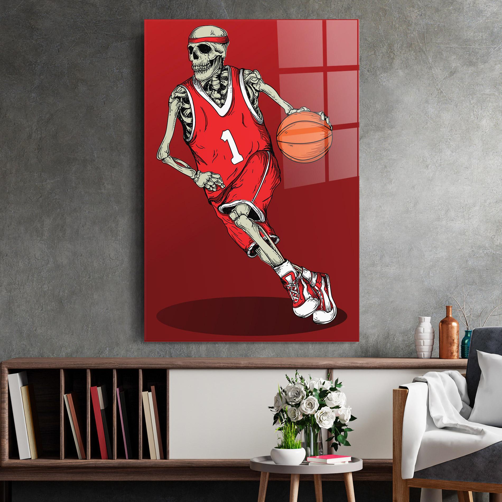 Glasbild Basketball Skull mockup 2