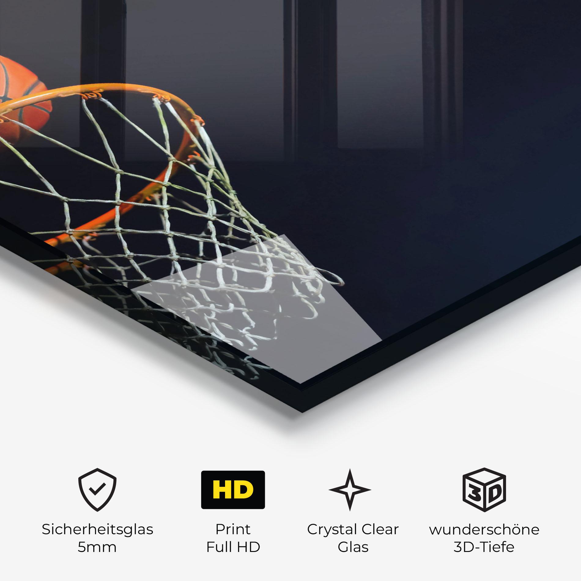 Glasbild Basketball Hoop On Black mockup 3