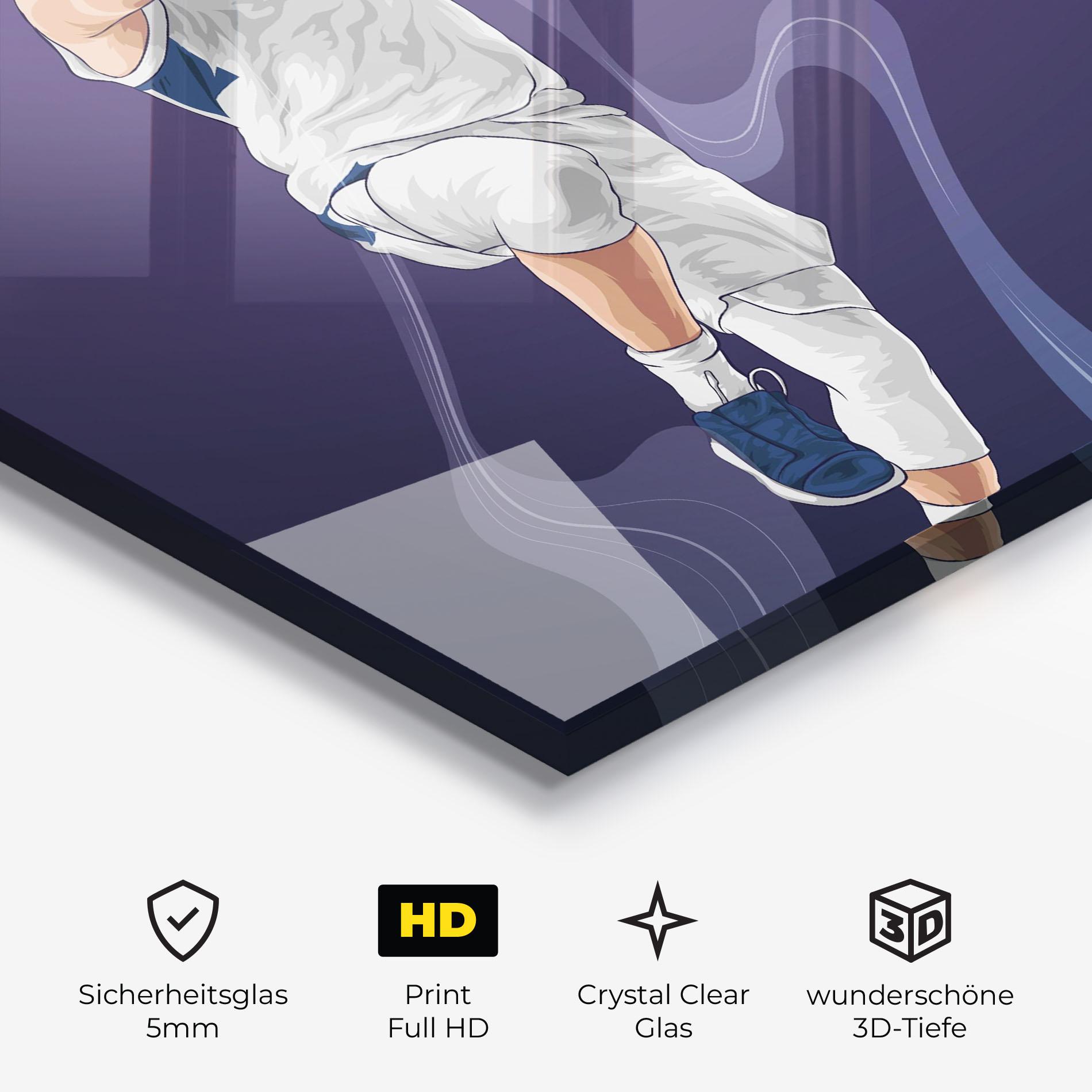 Glasbild Flying Player mockup 3