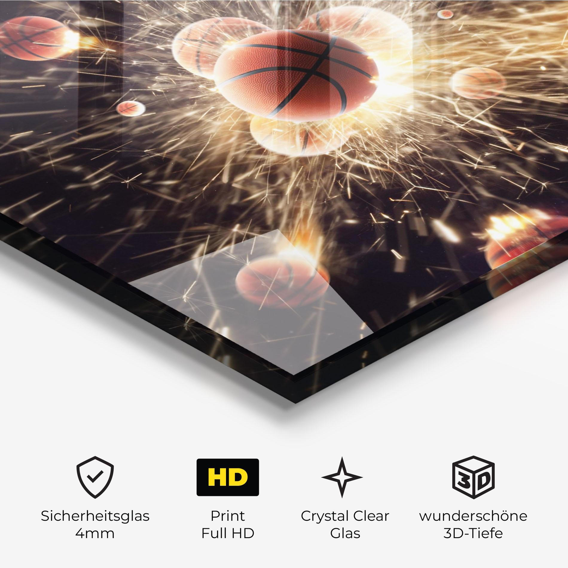 Glasbild Basketball Explosion mockup 3