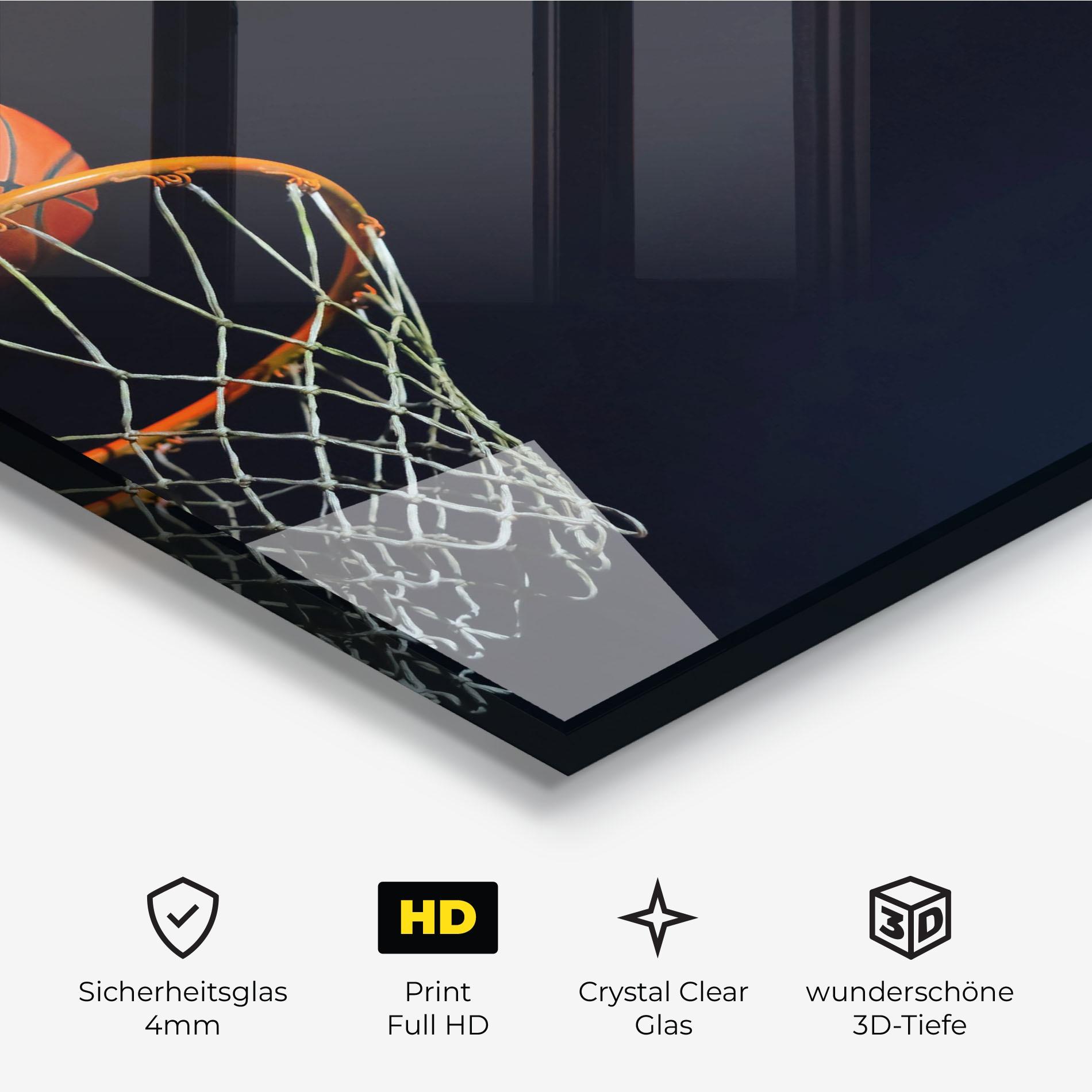 Glasbild Basketball Hoop On Black mockup 3