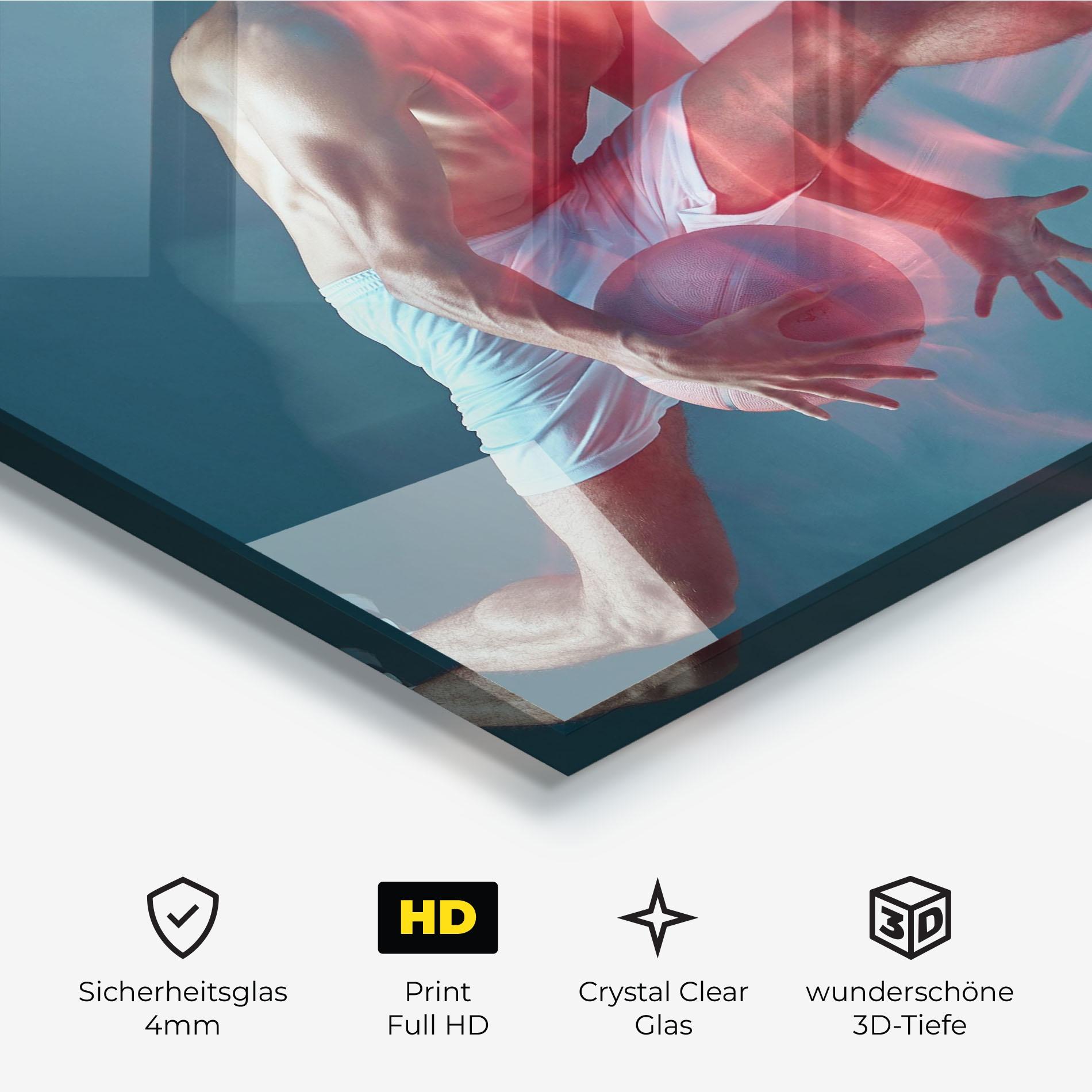 Glasbild Fire Basketball Player mockup 3