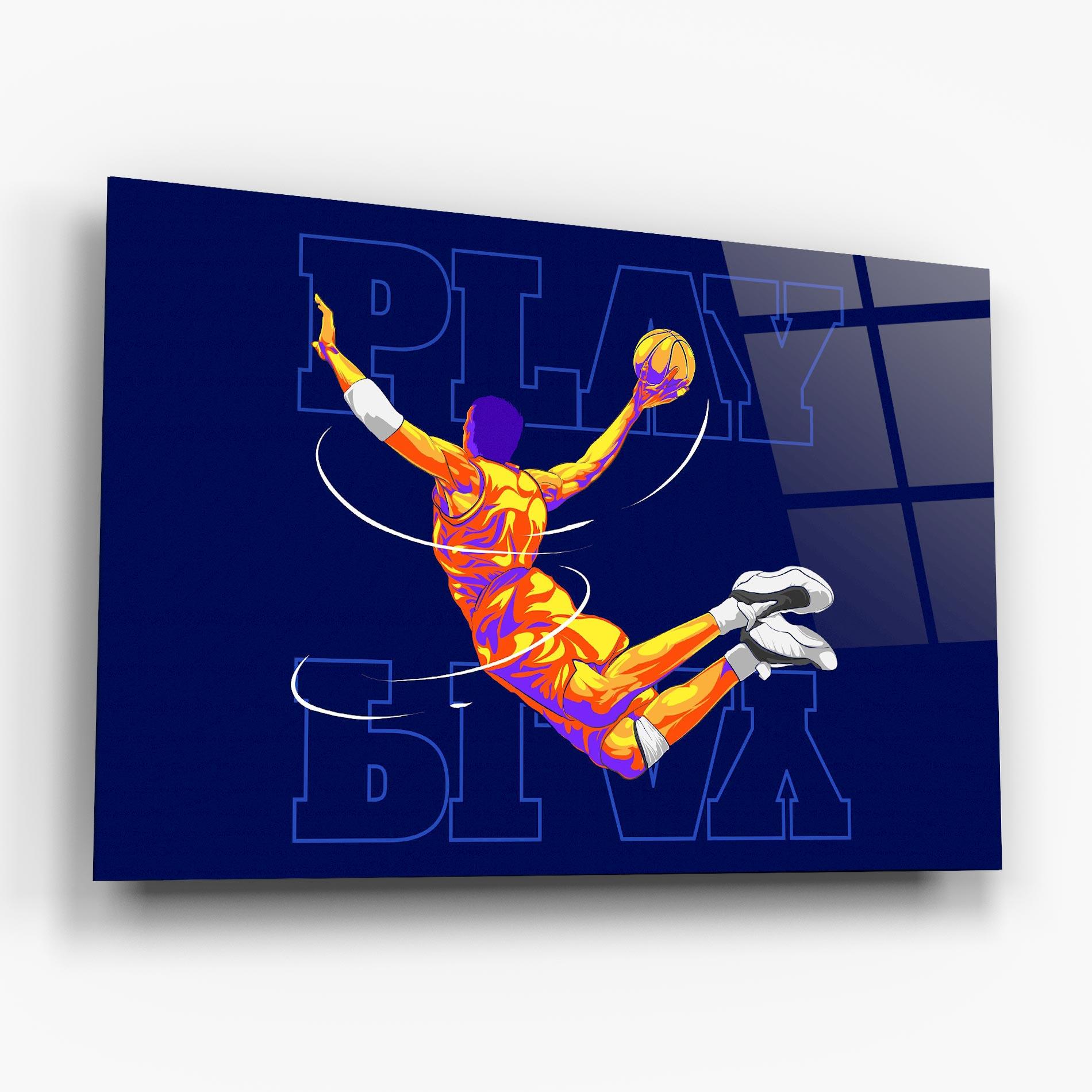 Glasbild Basketball Blue mockup 6