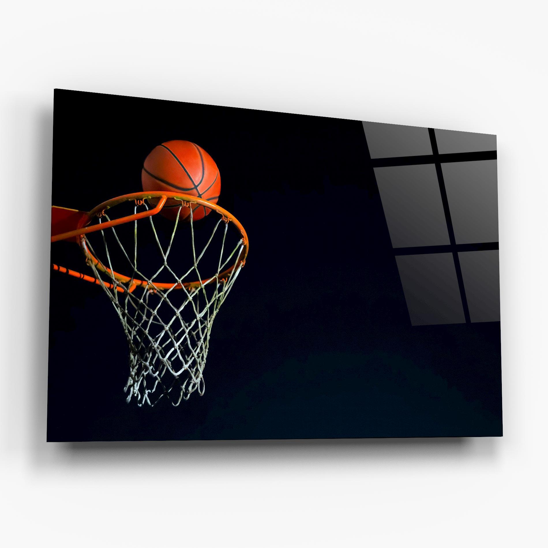 Glasbild Basketball Hoop On Black mockup 6