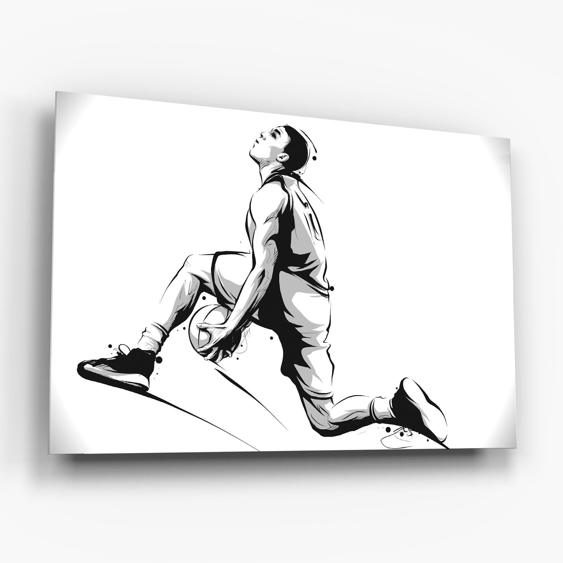 Glasbild Basketball Player Jump mockup 6