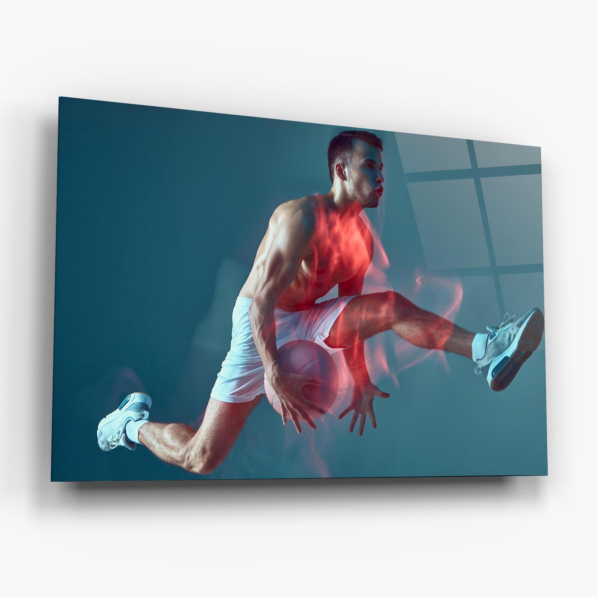 Glasbild Fire Basketball Player mockup 6