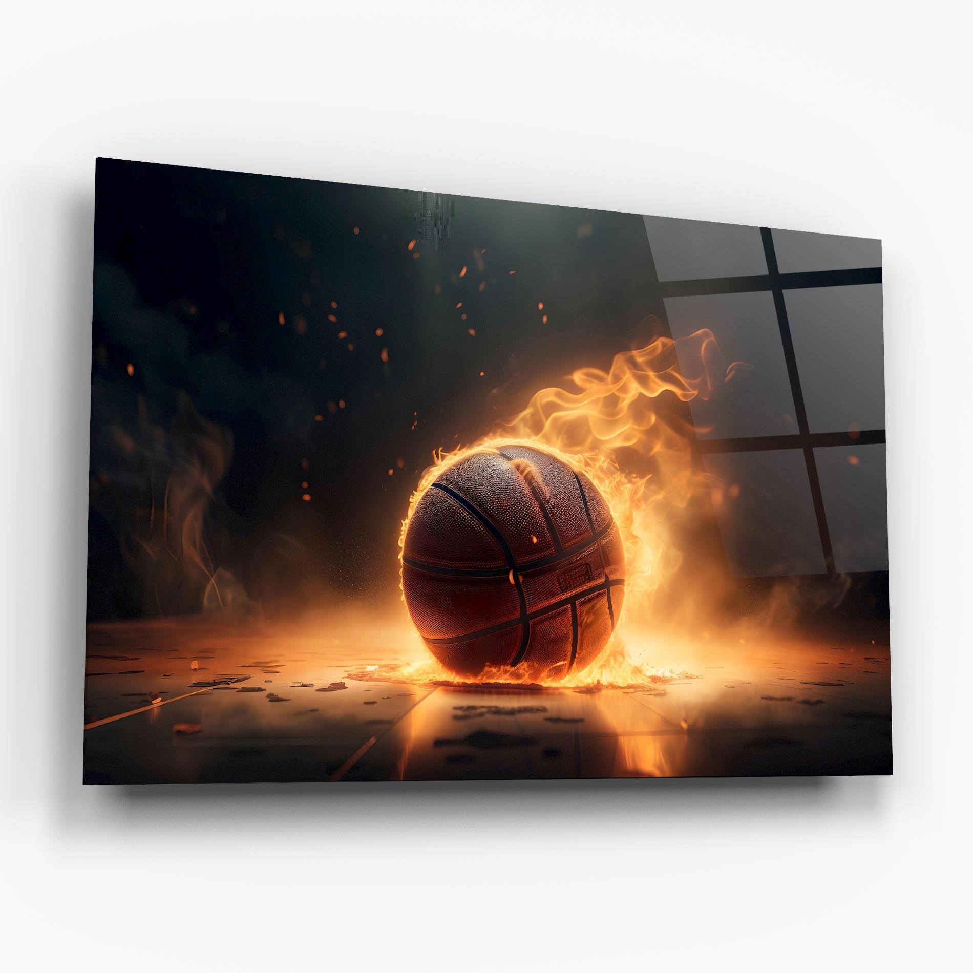 Glasbild Fire Basketball mockup 6