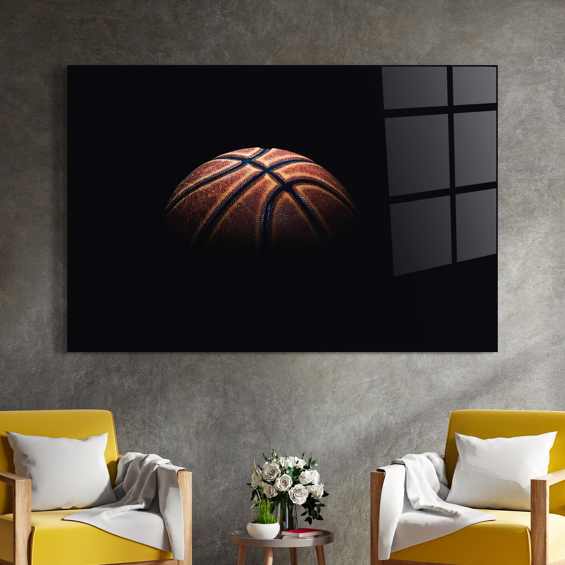Glasbild Basketball Ball In Dark mockup 4