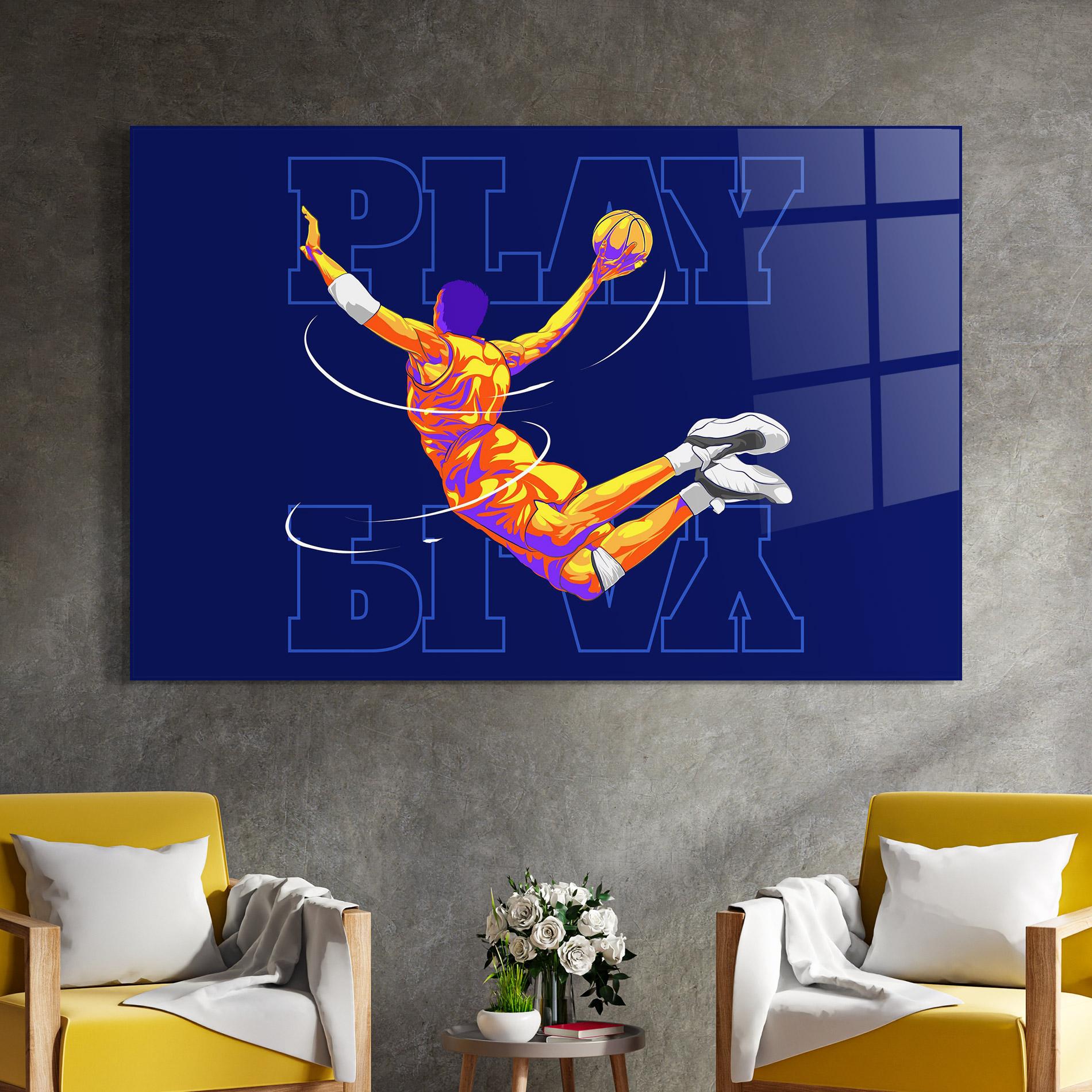 Glasbild Basketball Blue mockup 4