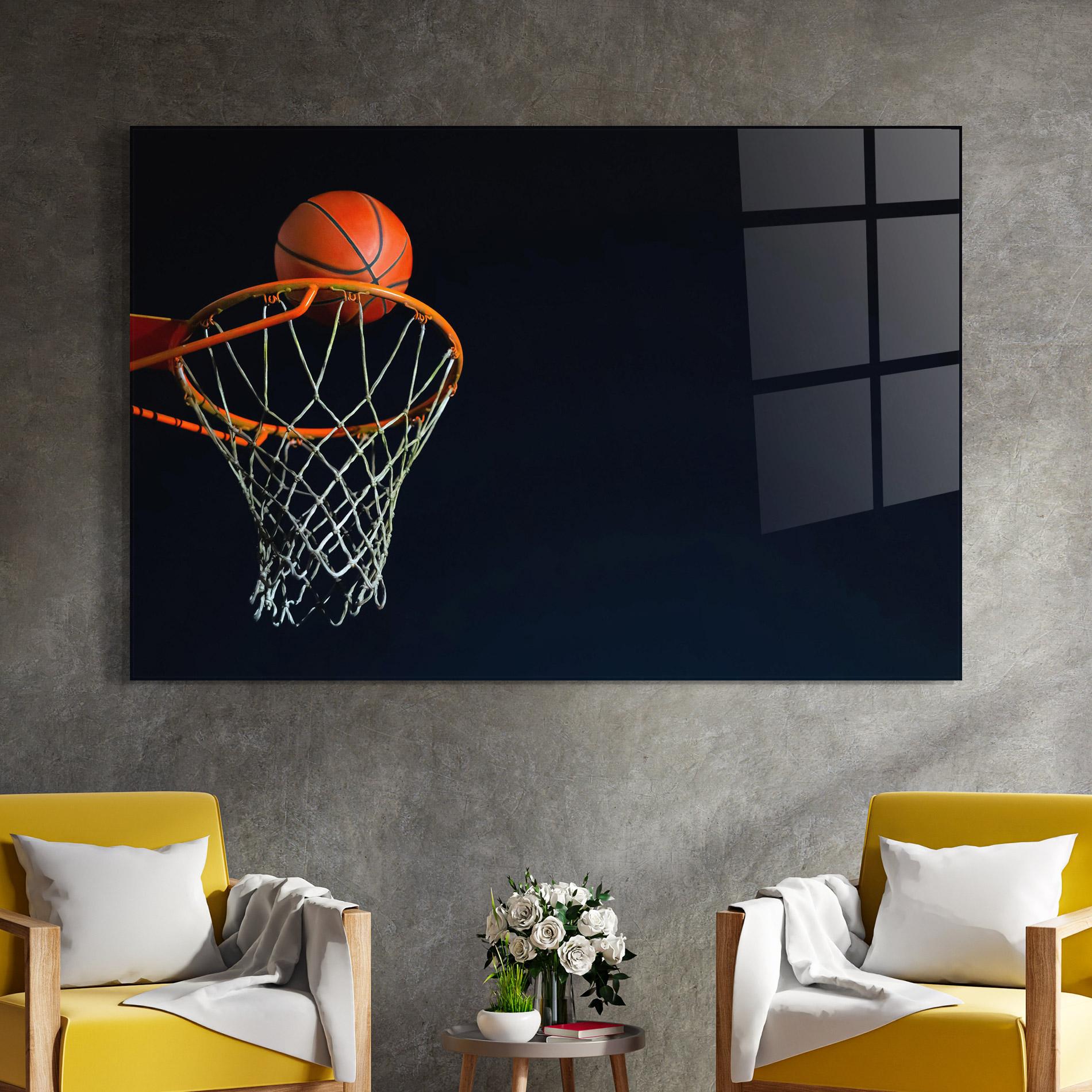 Glasbild Basketball Hoop On Black mockup 4