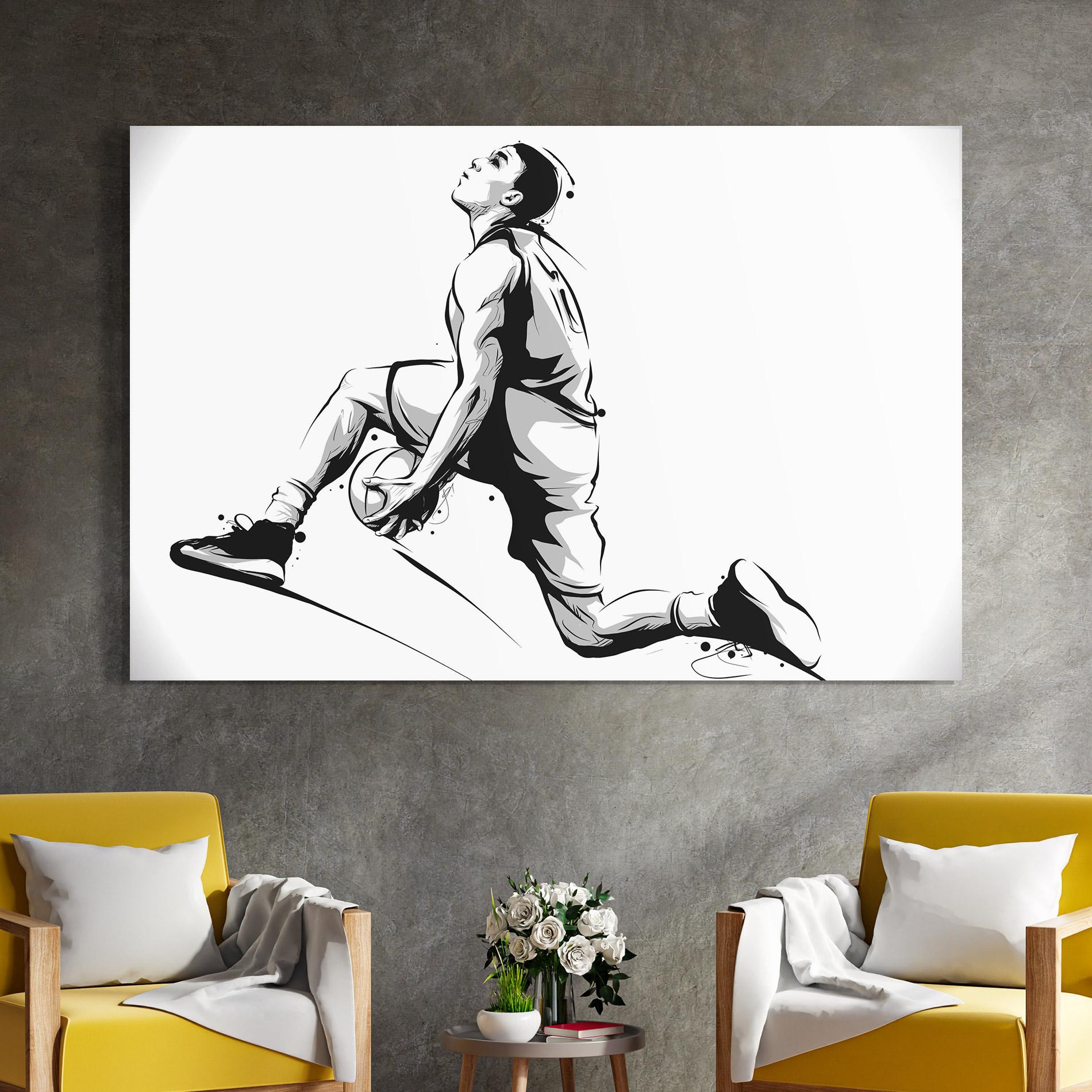 Glasbild Basketball Player Jump mockup 4