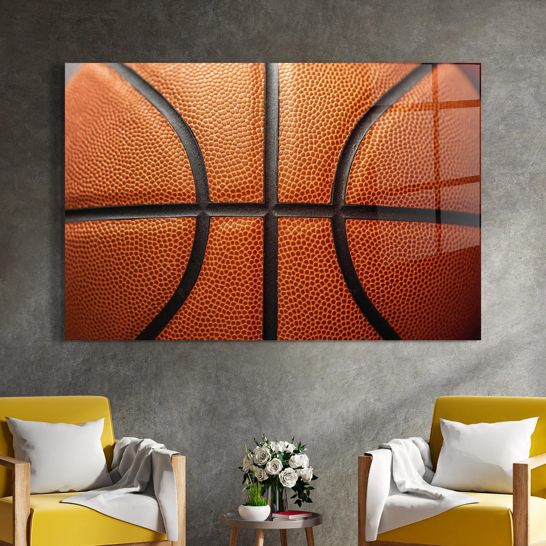 Glasbild Close Up Leather Basketball mockup 4