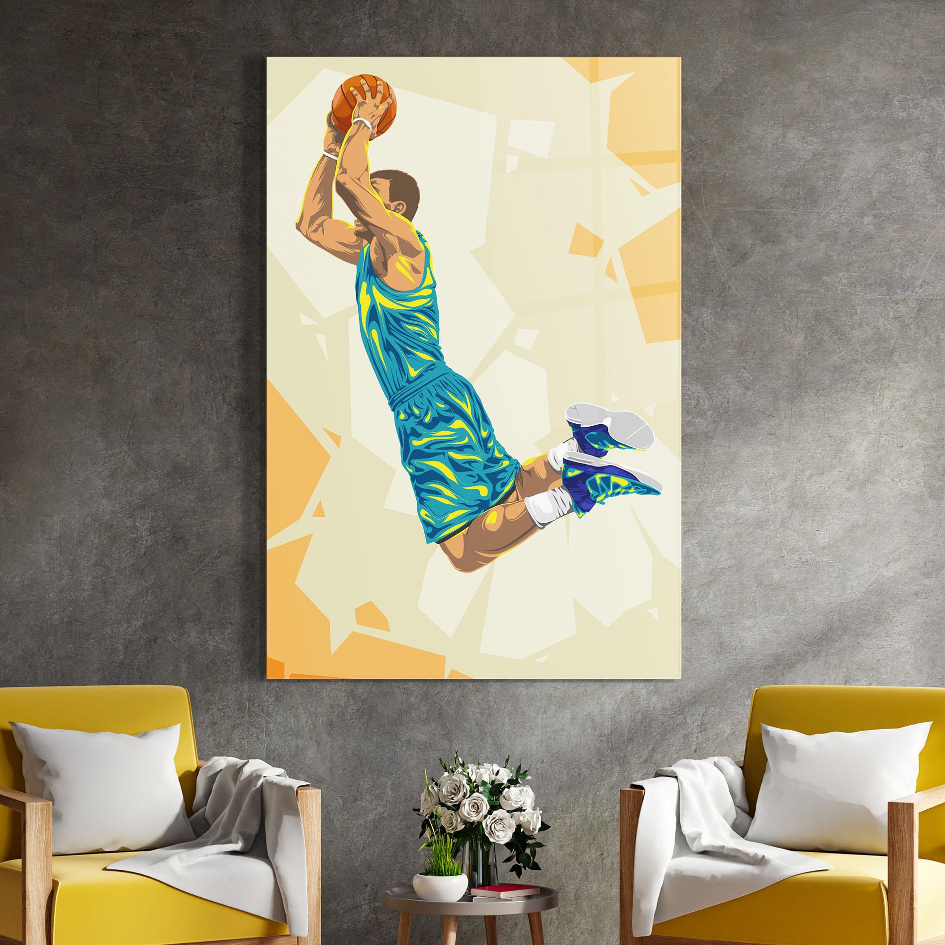 Glasbild Basketball Dunk Pose mockup 4
