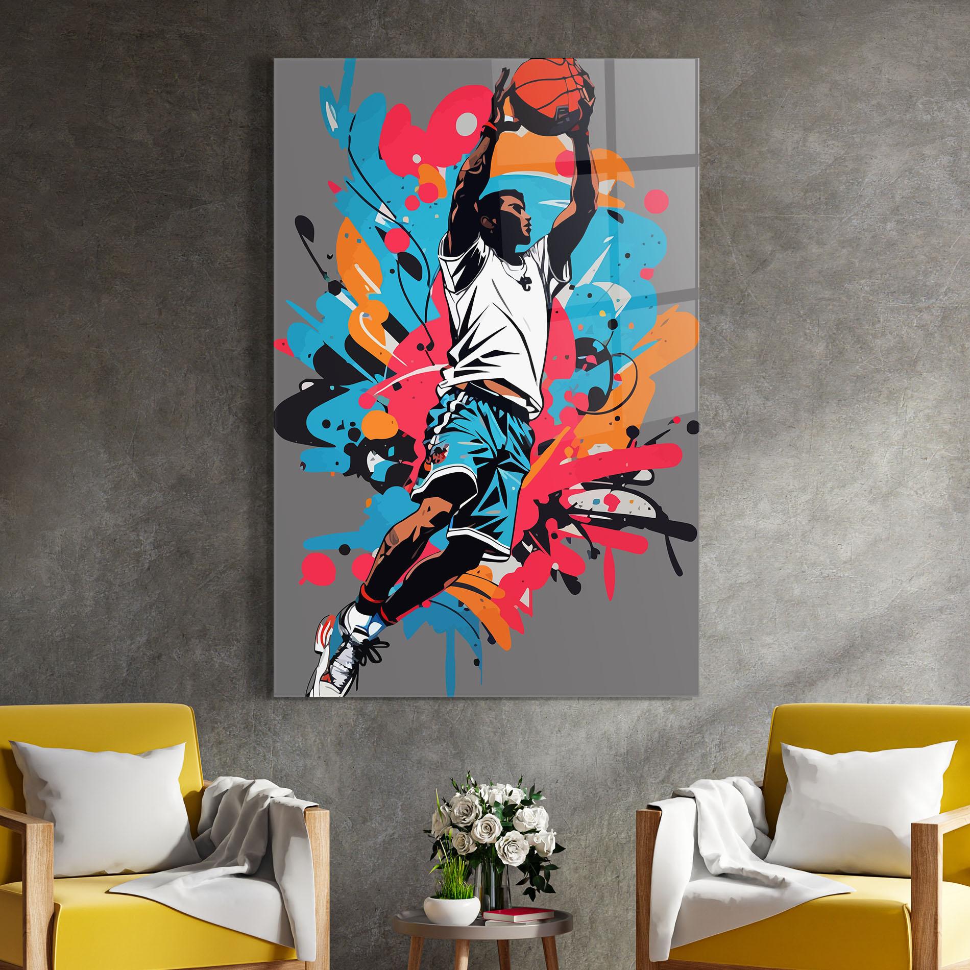 Glasbild Blue Red Basket mockup 4