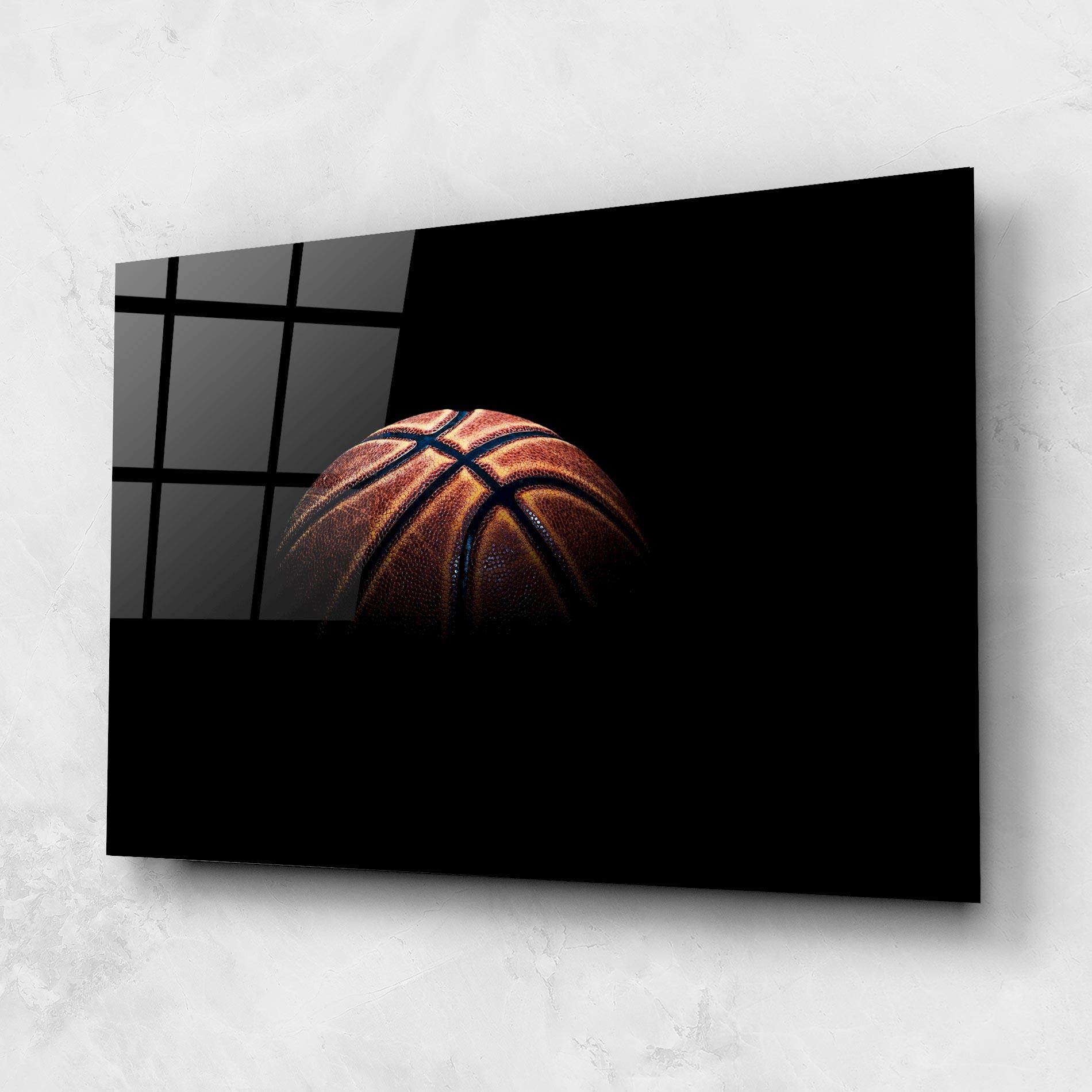 Glasbild Basketball Ball In Dark mockup 1
