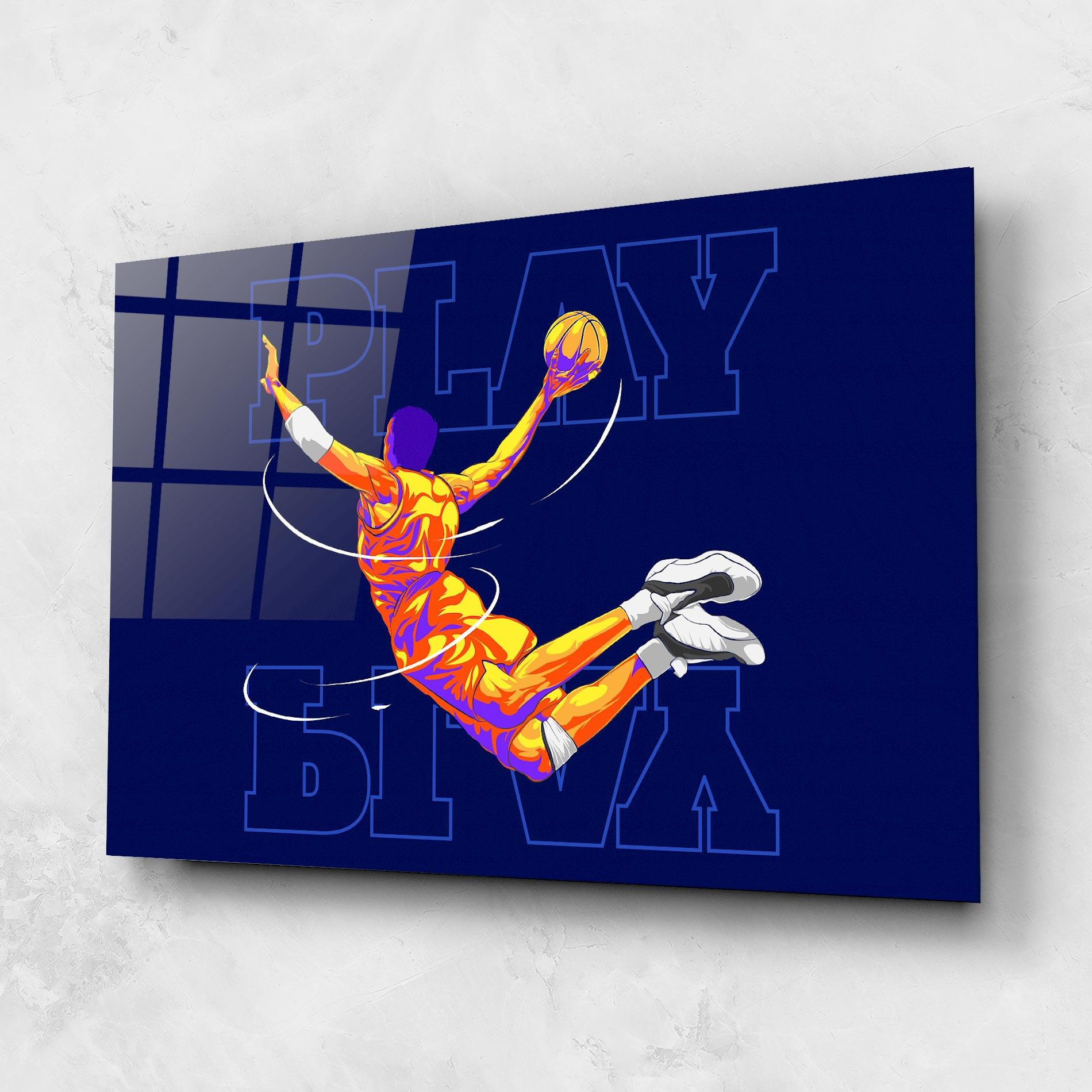 Glasbild Basketball Blue mockup 1