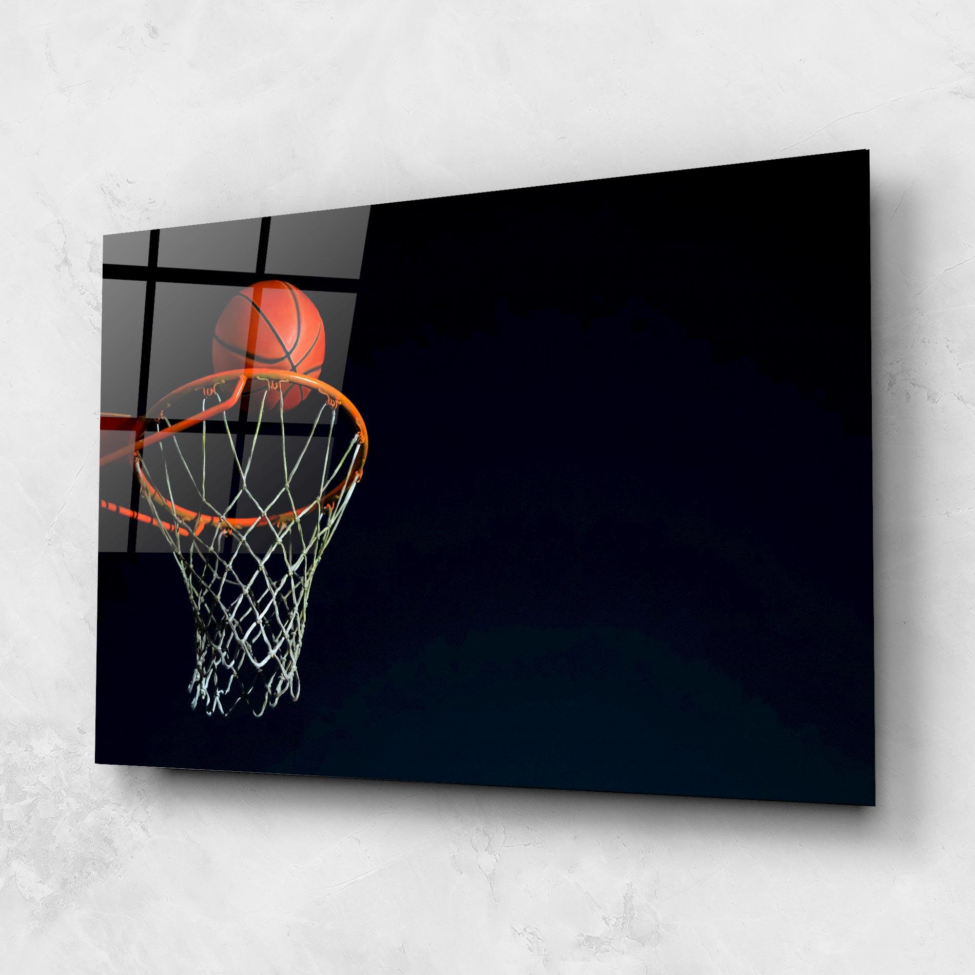 Glasbild Basketball Hoop On Black mockup 1