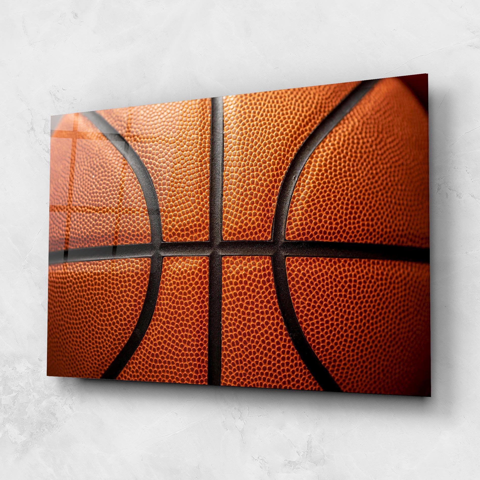 Glasbild Close Up Leather Basketball mockup 1