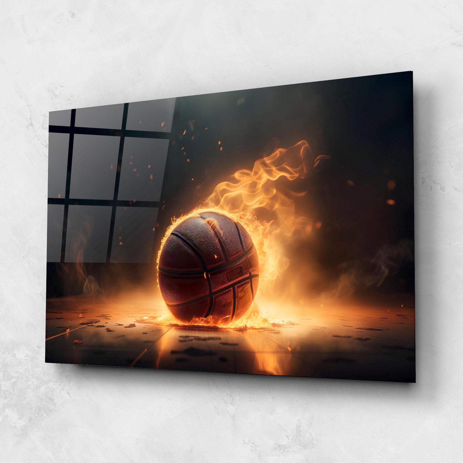 Glasbild Fire Basketball mockup 1