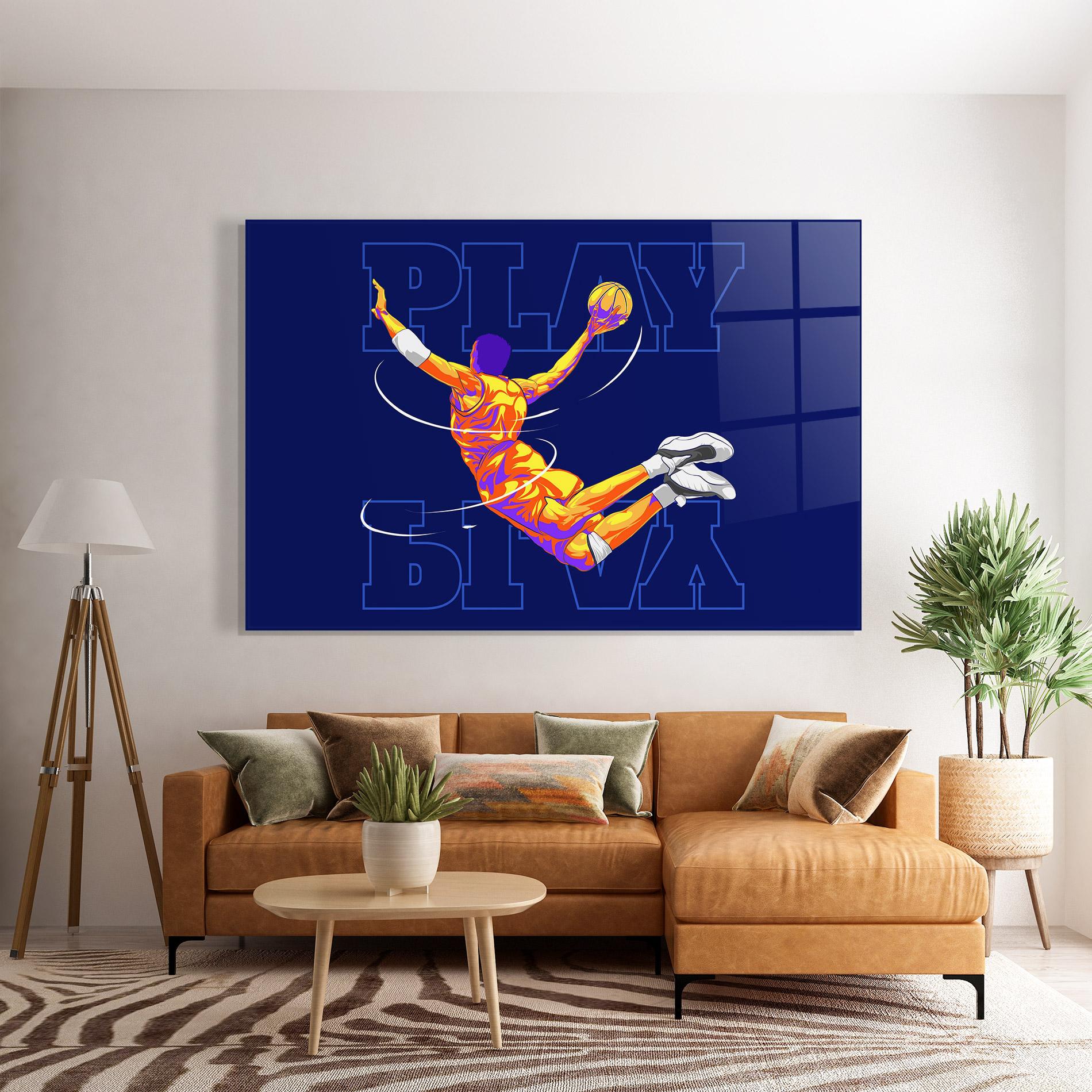 Glasbild Basketball Blue mockup 7