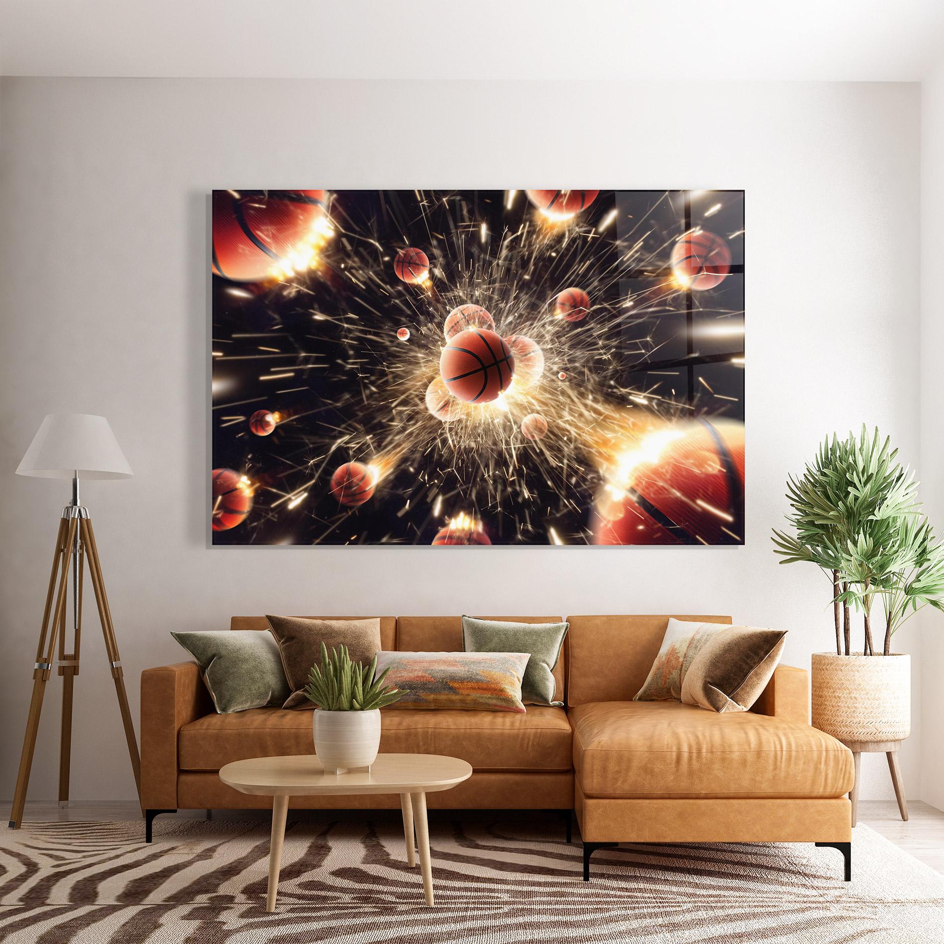 Glasbild Basketball Explosion mockup 7