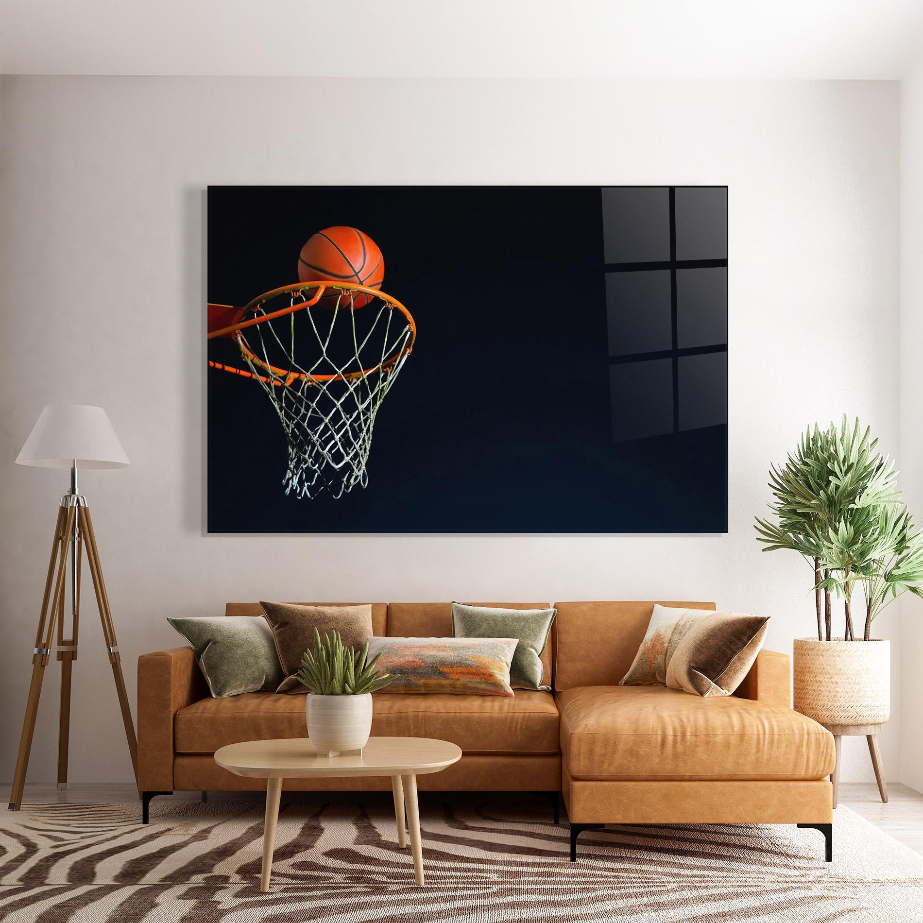 Glasbild Basketball Hoop On Black mockup 7