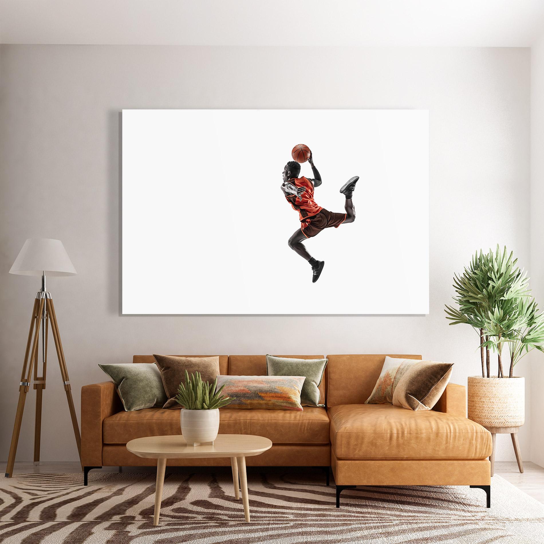 Glasbild Basketball Player Flying mockup 7