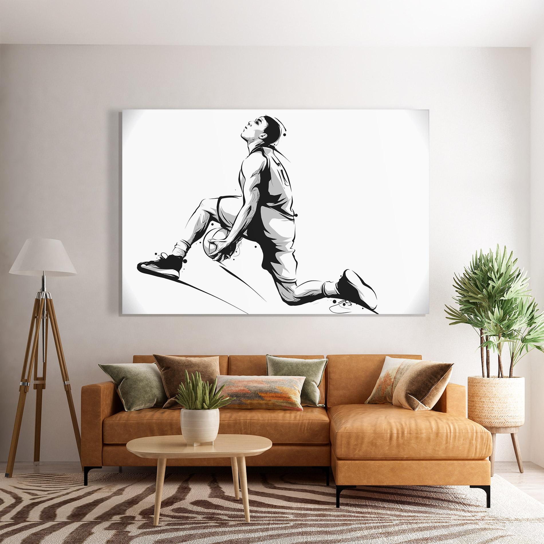 Glasbild Basketball Player Jump mockup 7