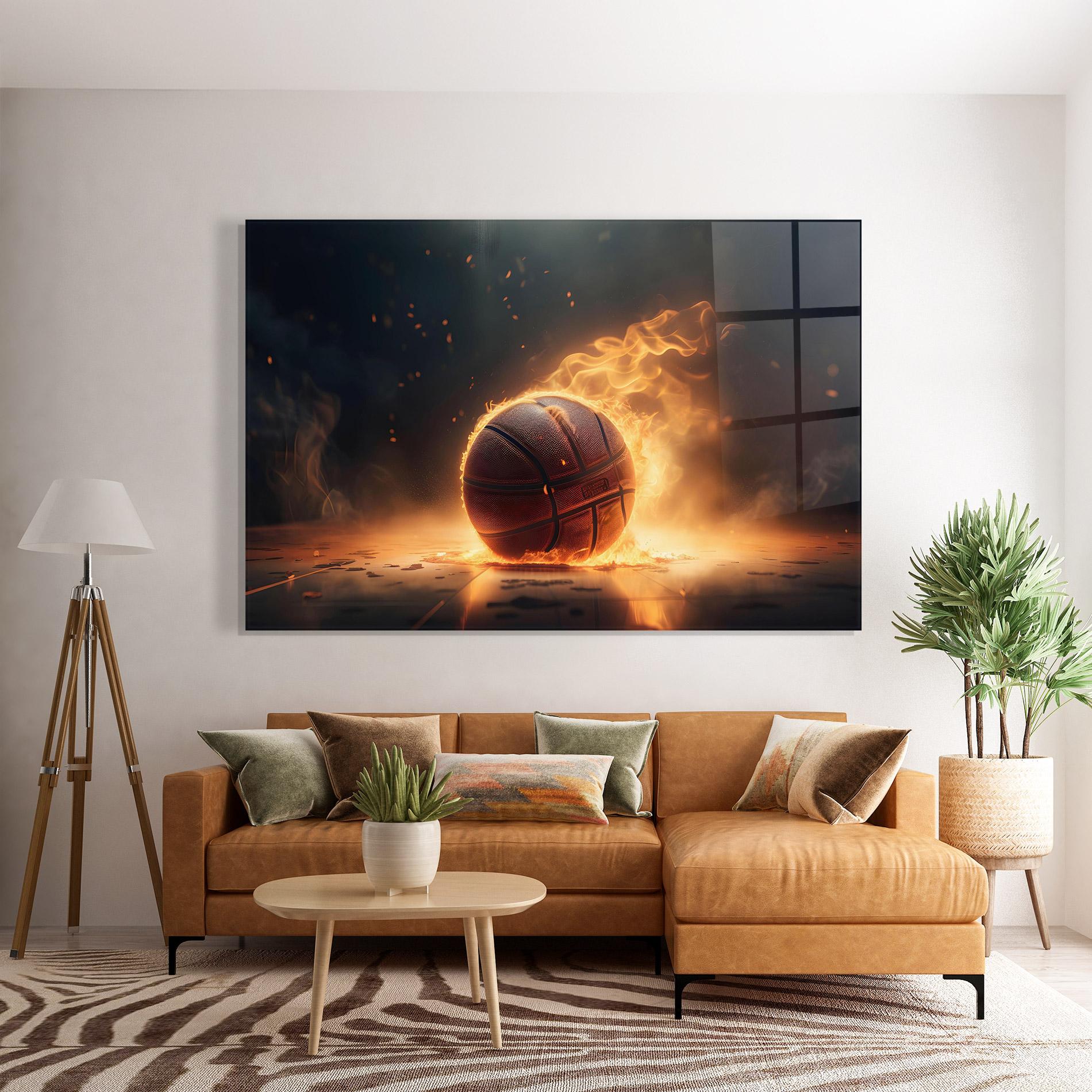 Glasbild Fire Basketball mockup 7