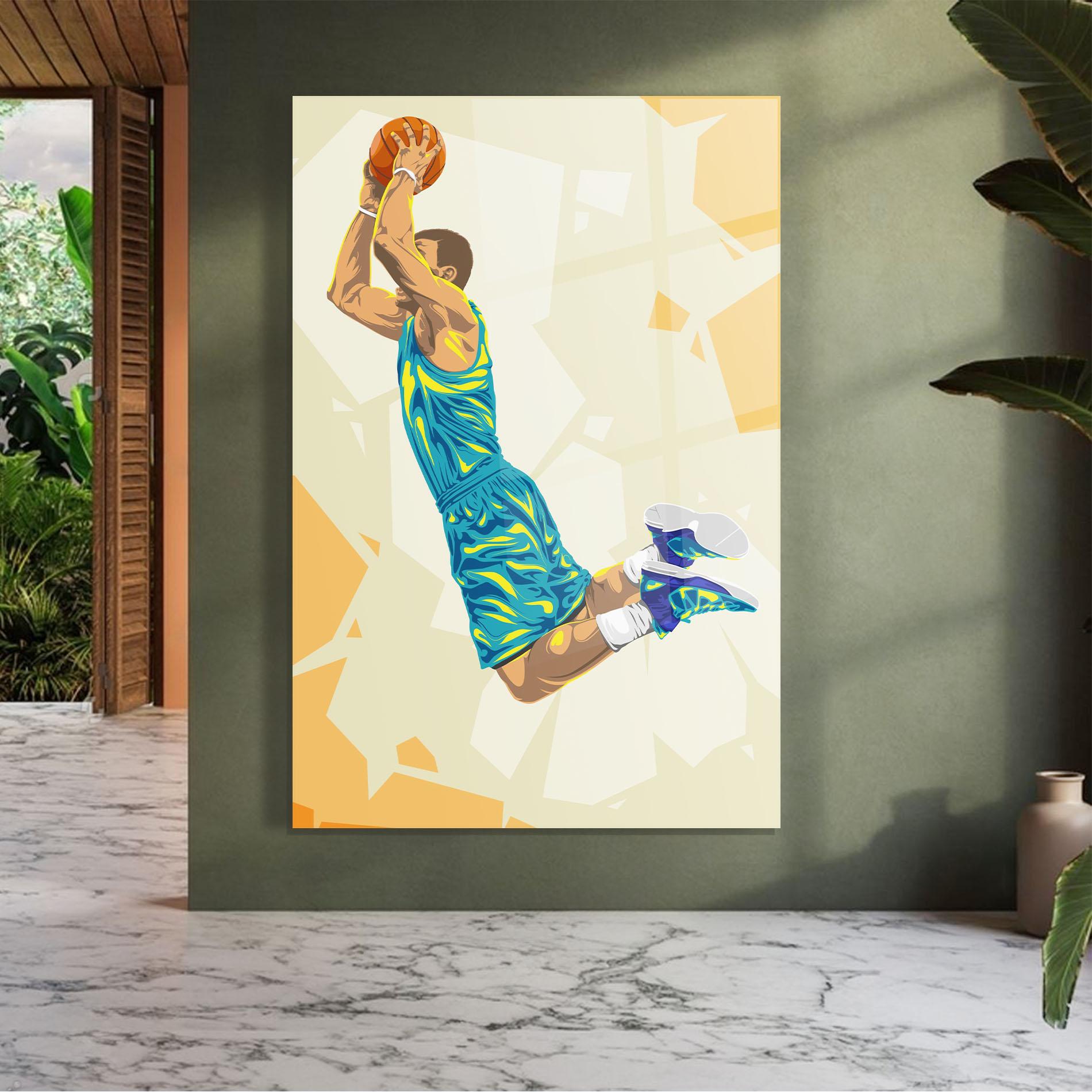 Glasbild Basketball Dunk Pose mockup 7