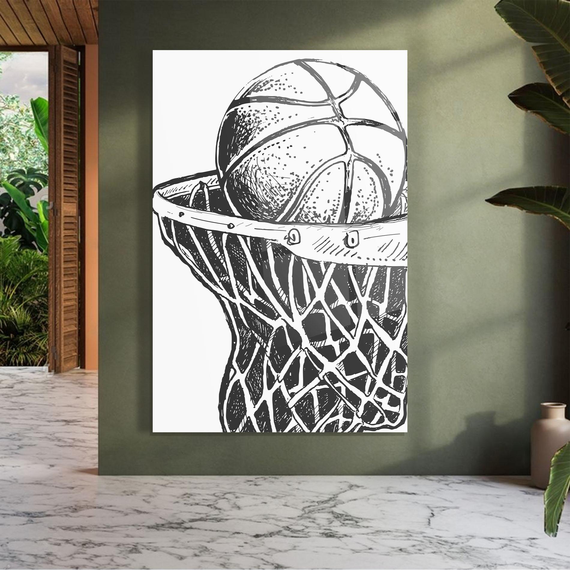 Glasbild Basketball Grey Hoop mockup 7