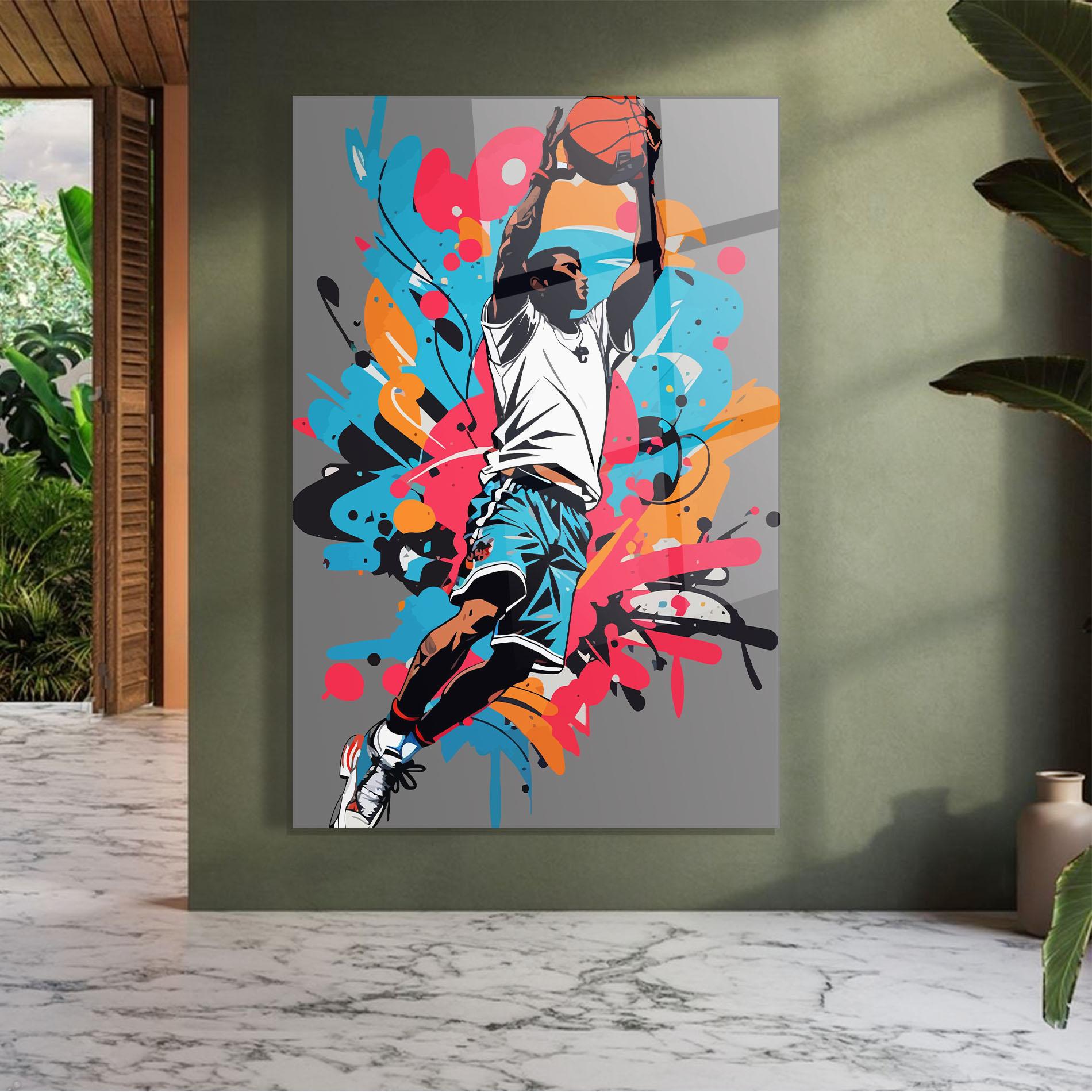 Glasbild Blue Red Basket mockup 7