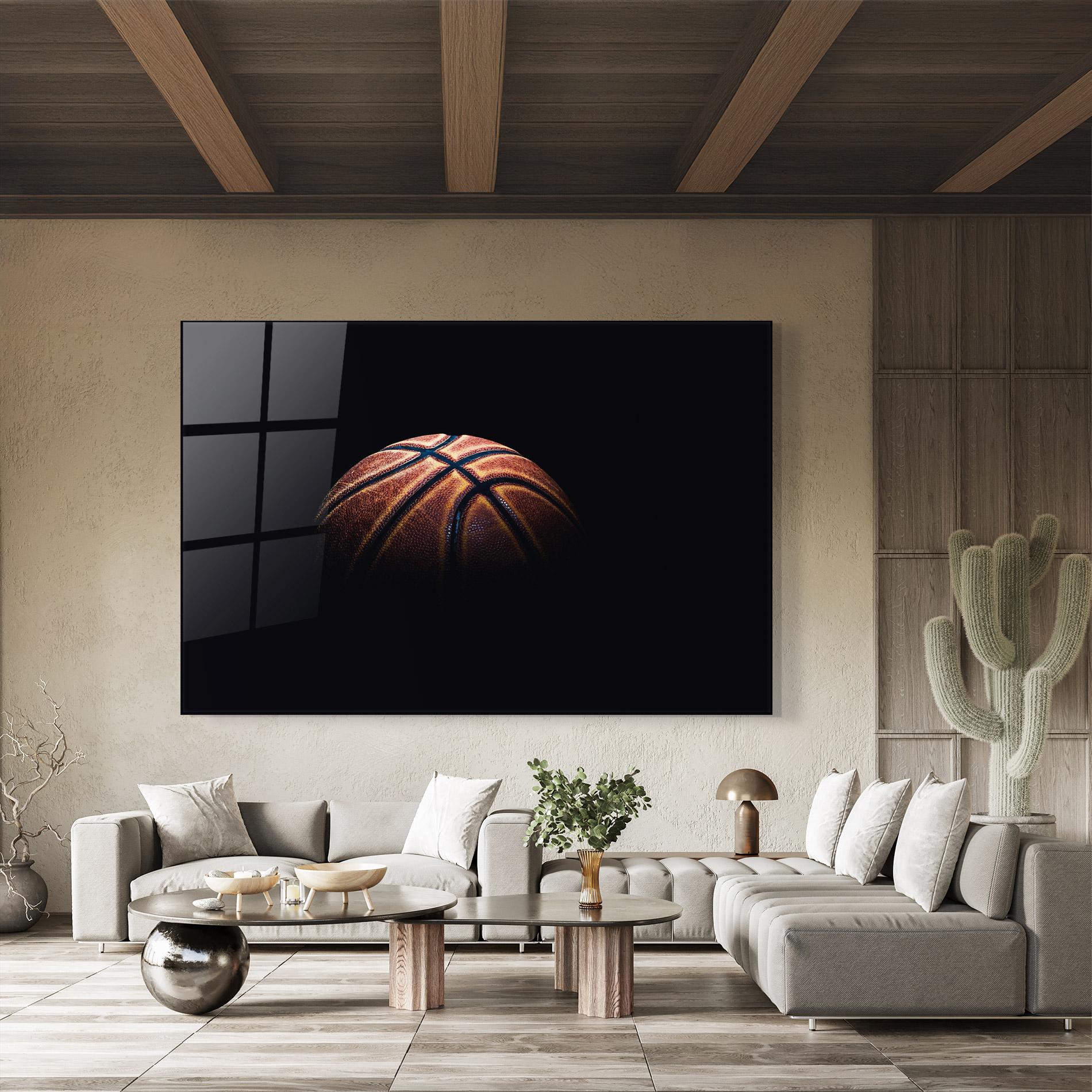 Glasbild Basketball Ball In Dark mockup 8