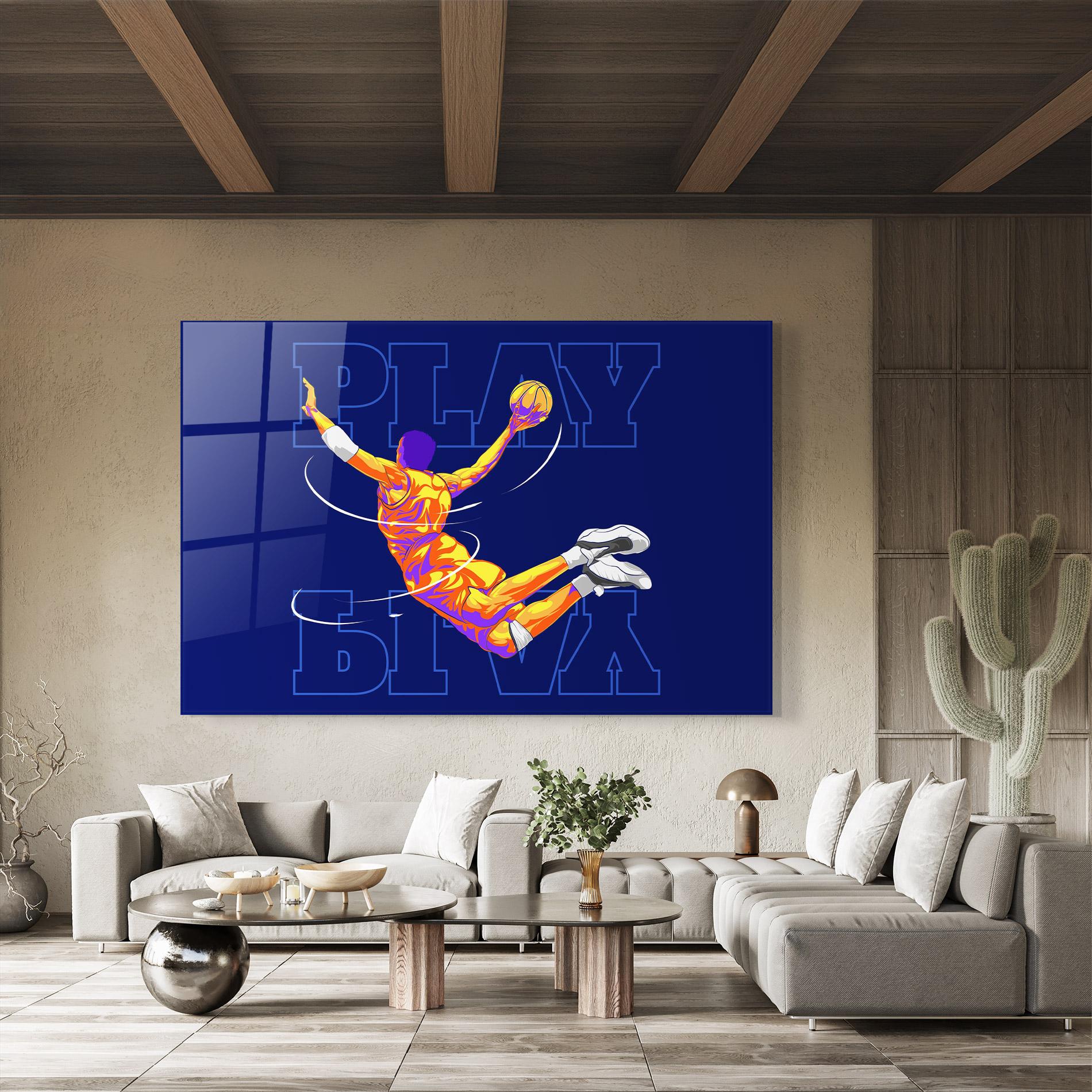 Glasbild Basketball Blue mockup 8