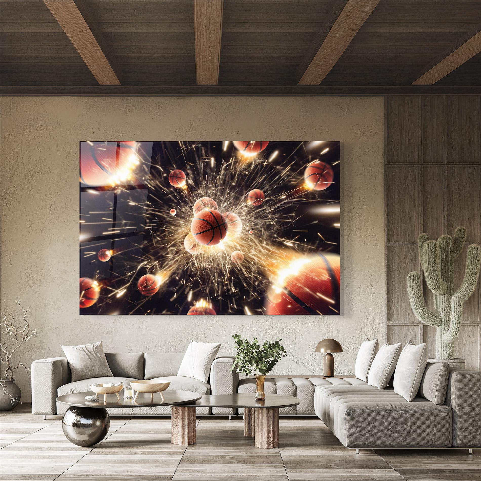Glasbild Basketball Explosion mockup 8