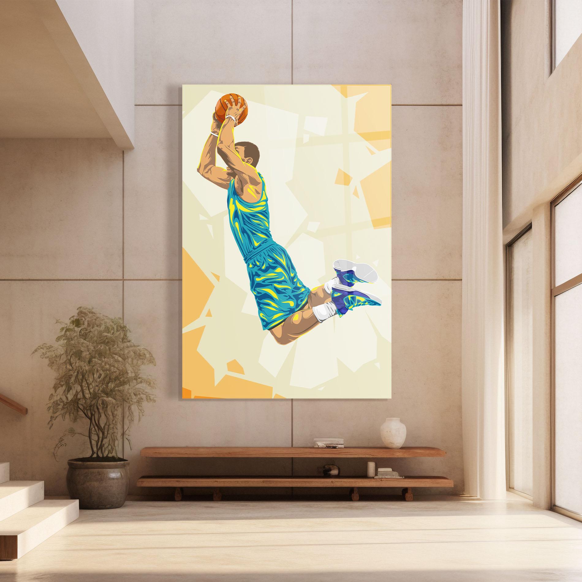 Glasbild Basketball Dunk Pose mockup 8