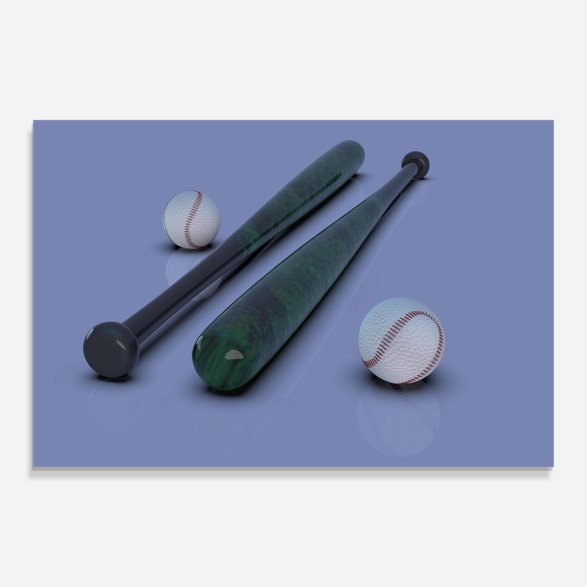 Glasbild Baseball Ball On Purple mockup 0