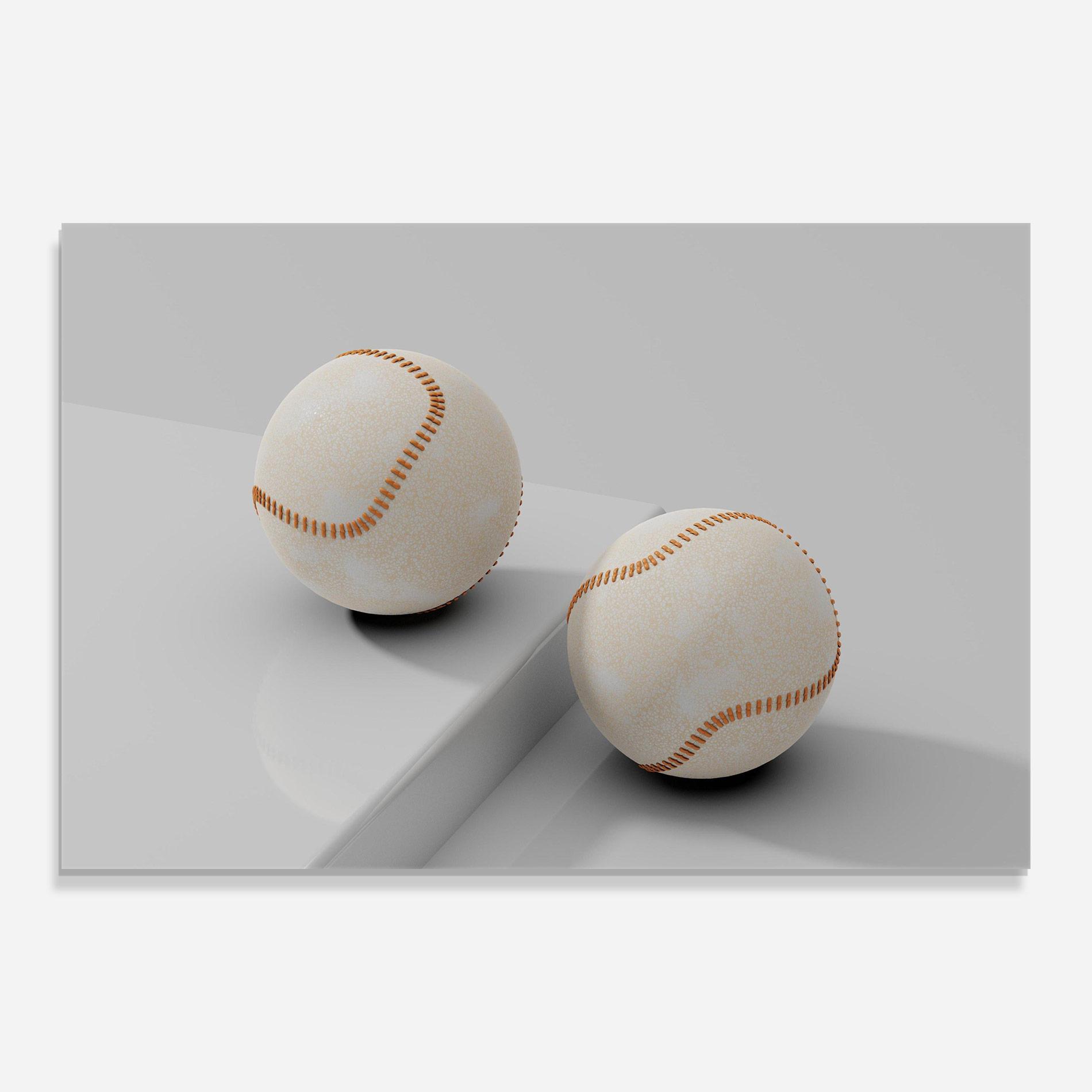 Glasbild Baseball Ball On White mockup 0
