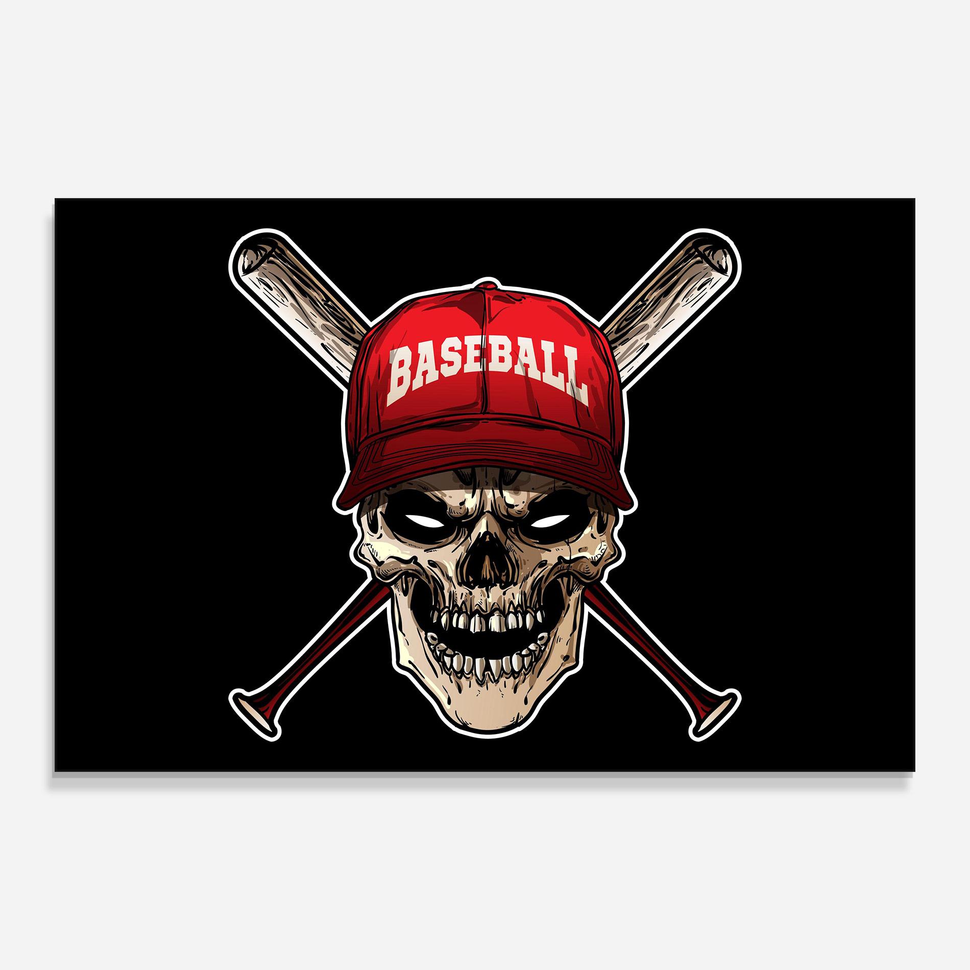 Glasbild Baseball Skull mockup 0