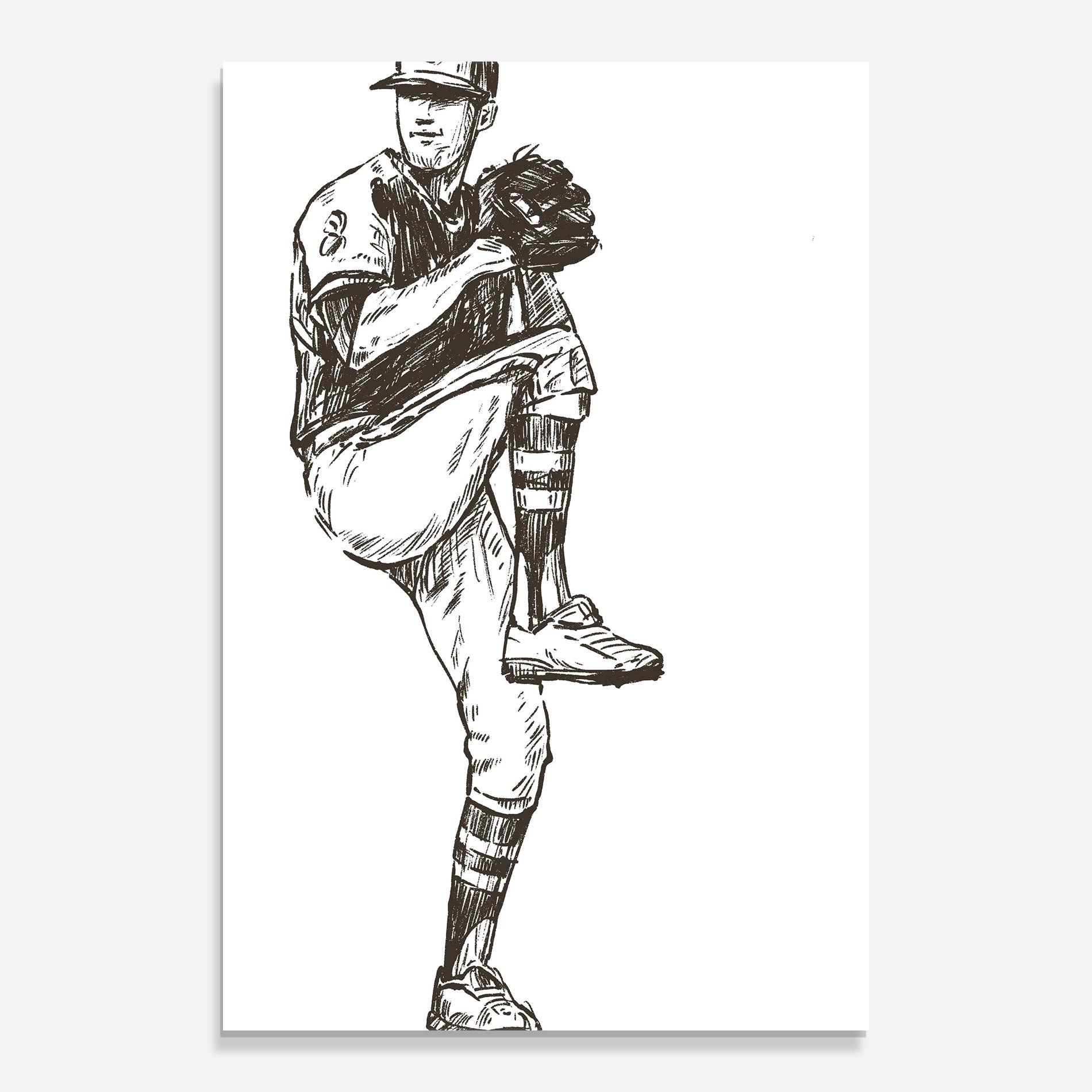 Glasbild Baseball Player Line mockup 0