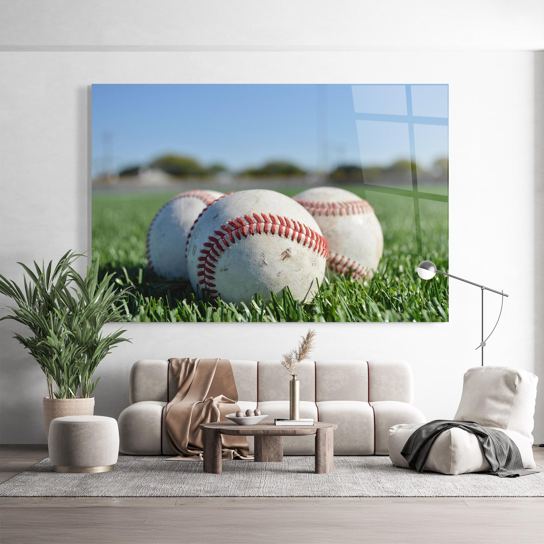 Glasbild Baseball Ball In Grass mockup 9