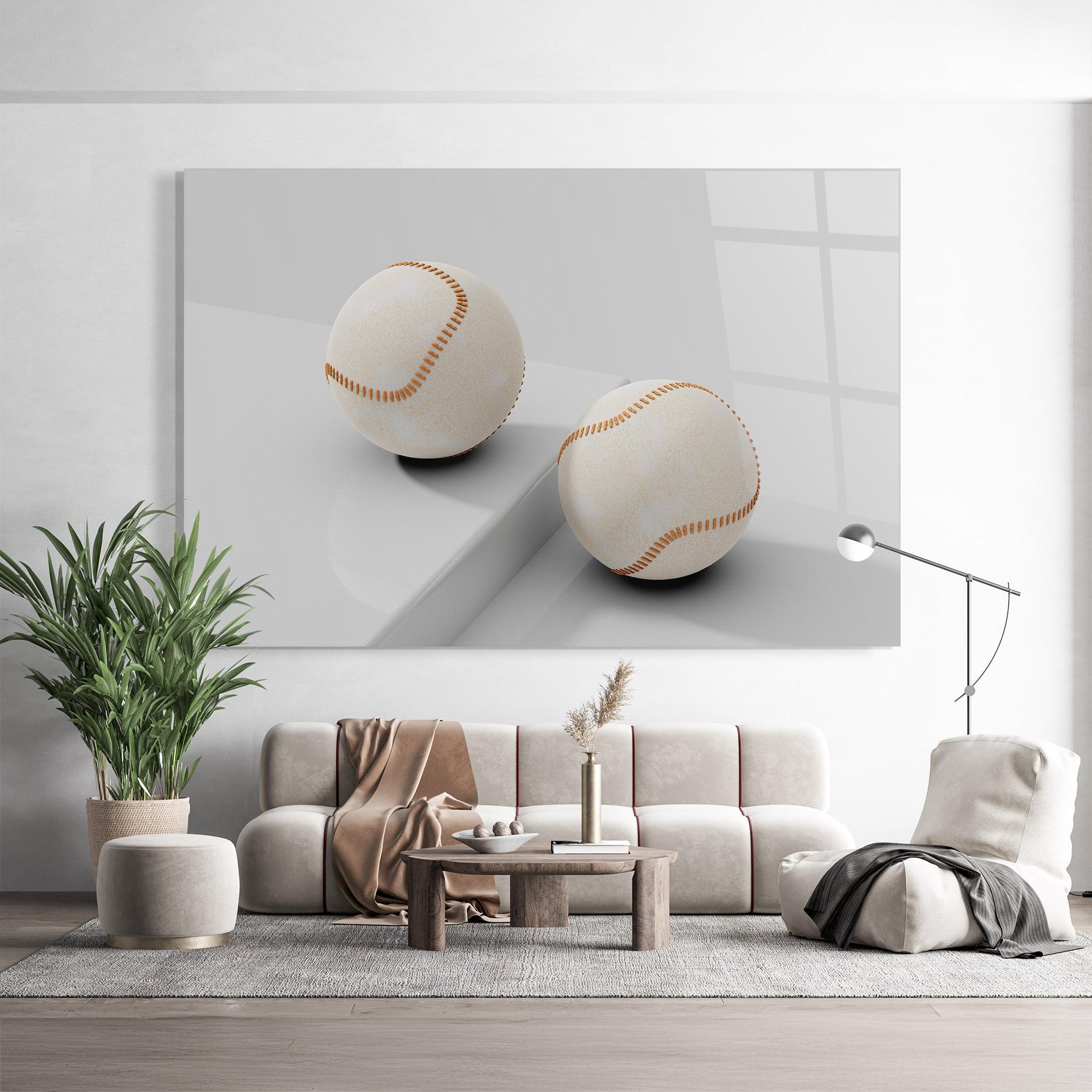 Glasbild Baseball Ball On White mockup 9