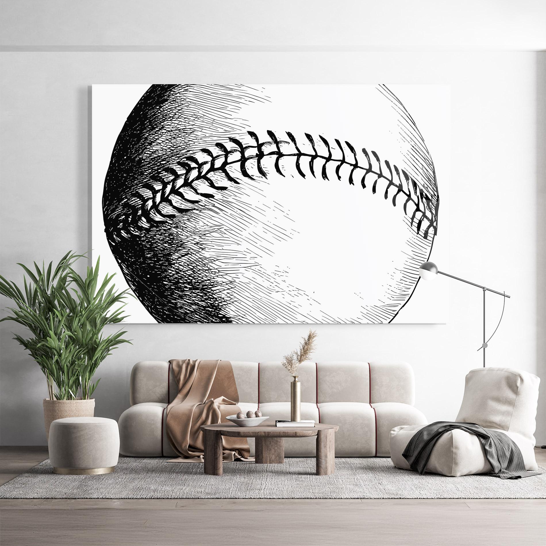 Glasbild Baseball Black Line mockup 9