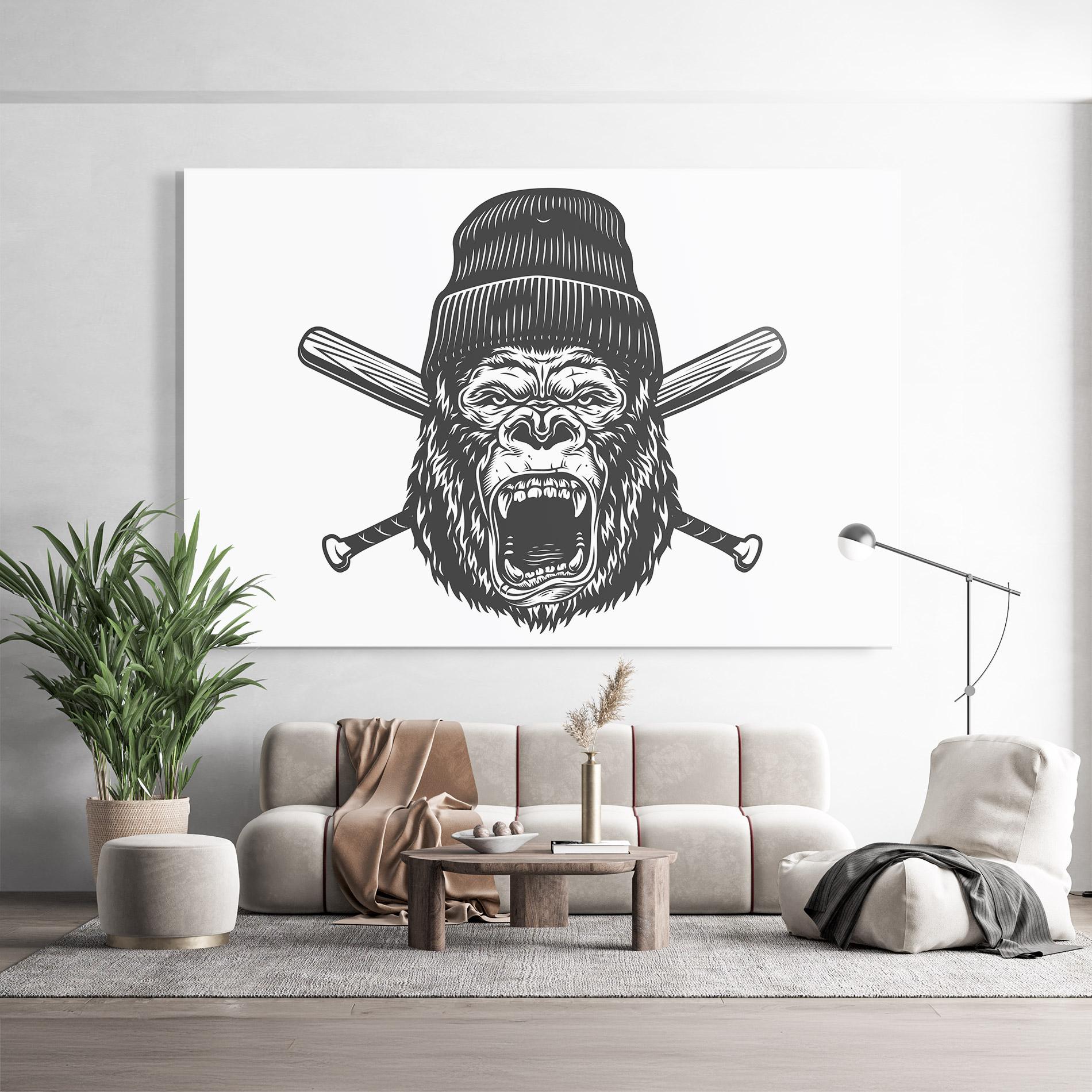 Glasbild Baseball Gorilla mockup 9